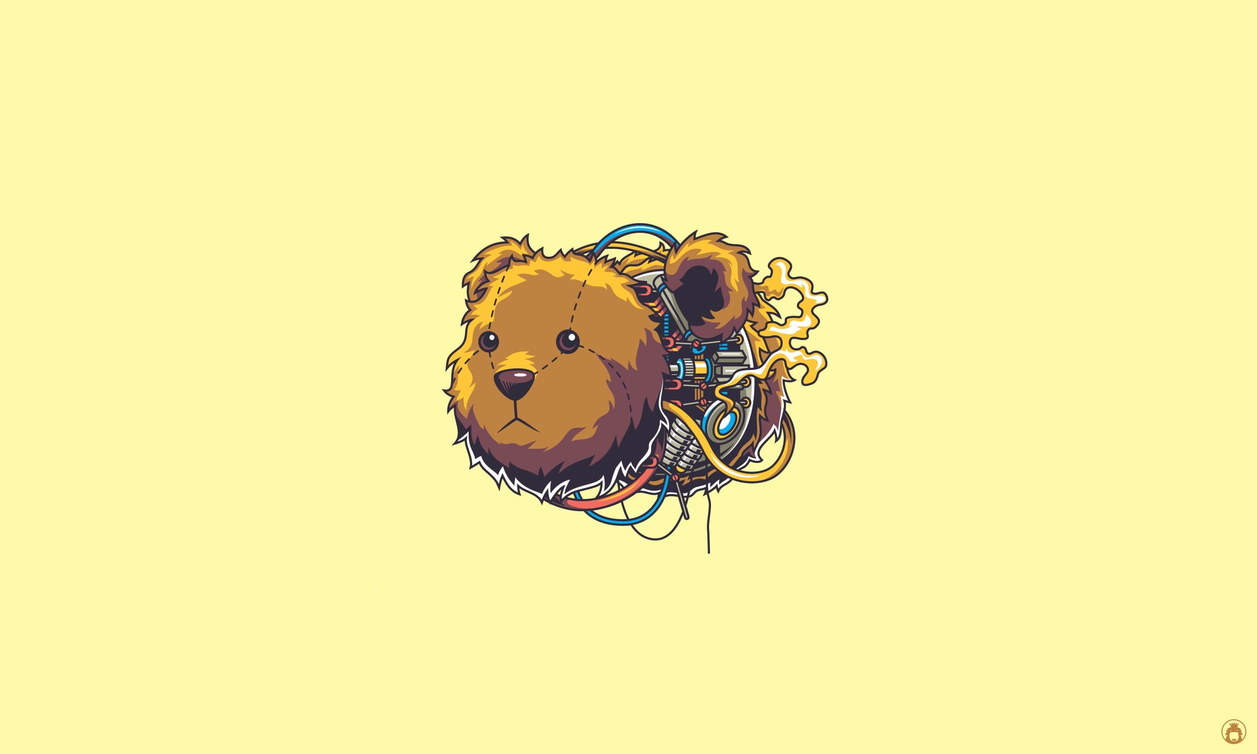 Art, Droid, Bear, Angga Tantama, Robot, Vector, Teddy, 1080P, Machine, Minimalism, HD Wallpaper