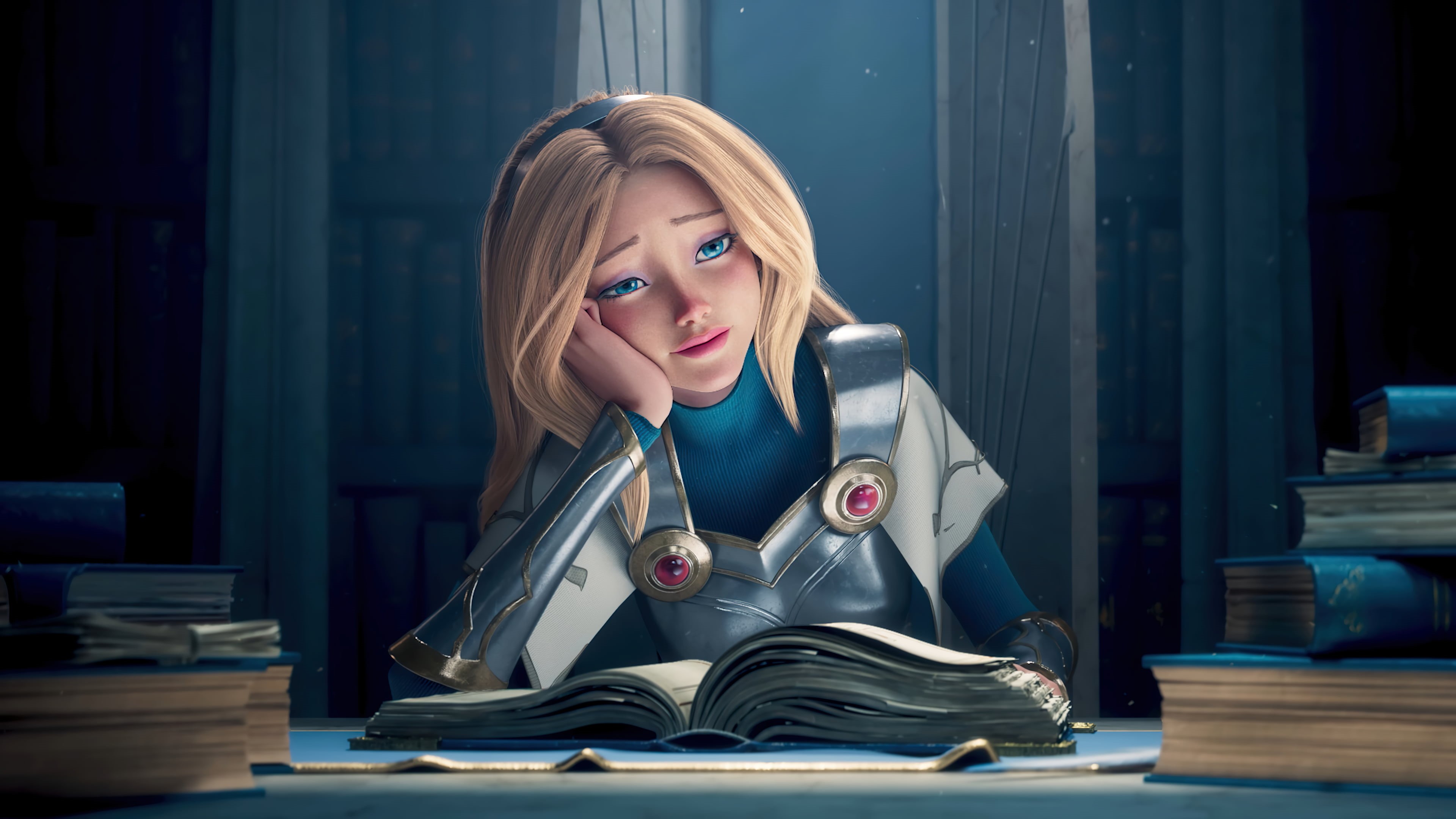 luxanna, Wild Rift, blue eyes, 4K, blonde, looking at the side, Lux (League of Legends), Riot Games, HD Wallpaper