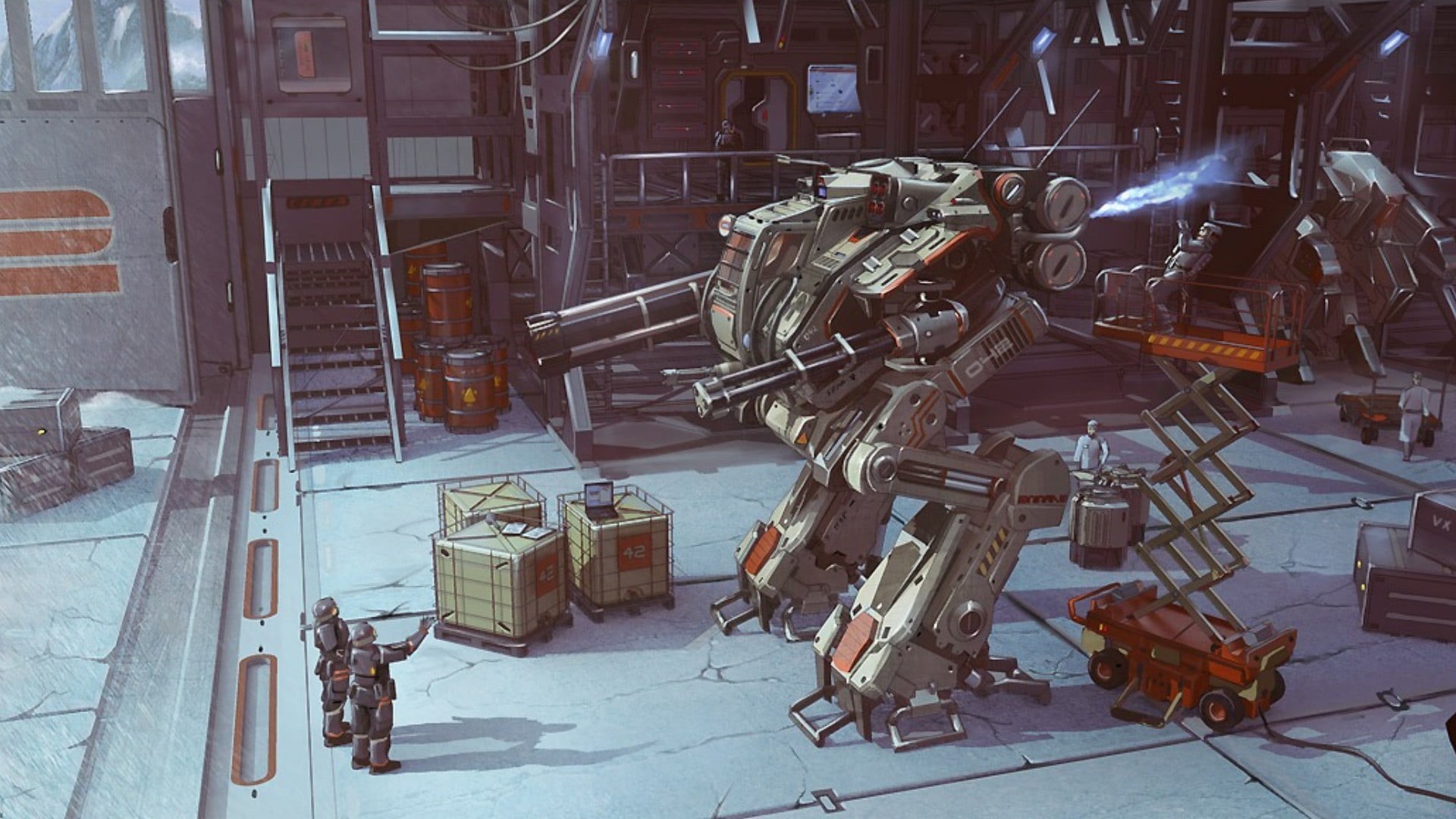 1080P, transportation, large group of objects, equipment, business, machinery, gray, manufacturing equipment, science fiction, no people, indoors, damaged, HD Wallpaper