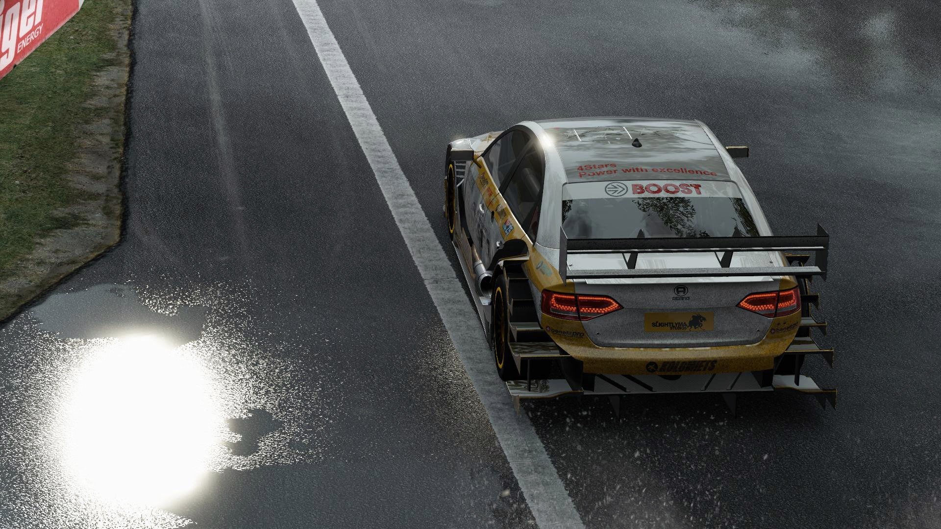 road, symbol, water, 1080P, asphalt, marking, day, truck, no people, sign, city, Project cars, mode of transportation, road marking, rain, land vehicle, HD Wallpaper