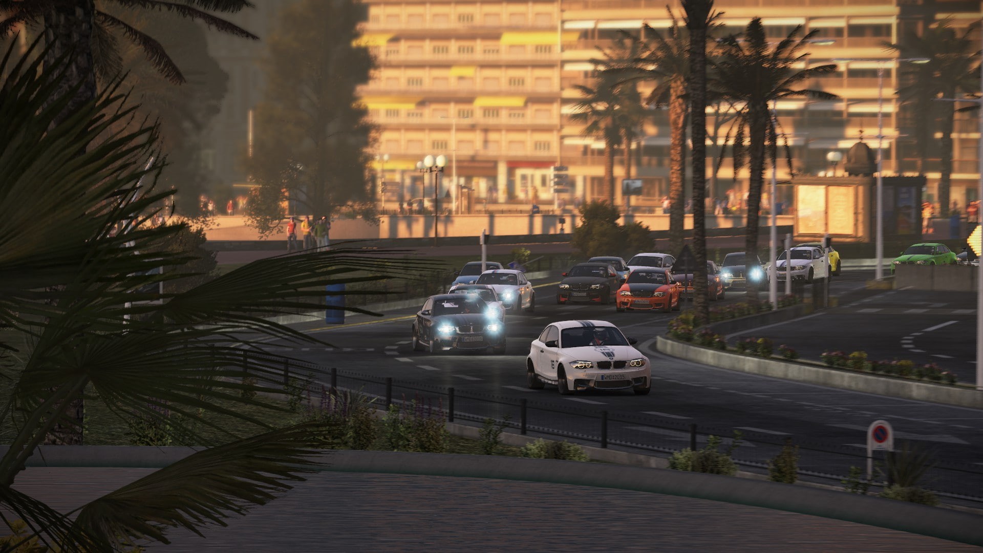 land vehicle, city, plant, built structure, palm tree, tree, mode of transportation, architecture, transportation, tropical climate, BMW M3 E46, road, sunset, HD Wallpaper