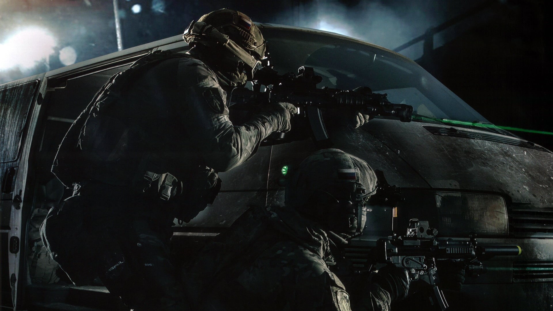 Group "A", 1080P, TSSN FSB, rifle, special forces, ray, air vehicle, Alpha, two people, mode of transportation, submachine, sight, motor vehicle, army, HD Wallpaper