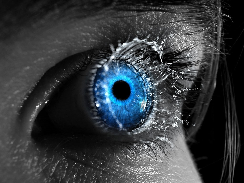 macro, body part, digital art, eyesight, one person, isolated color, selective coloring, iris - eye, 480P, unrecognizable person, real people, blue, sensory perception, HD Wallpaper
