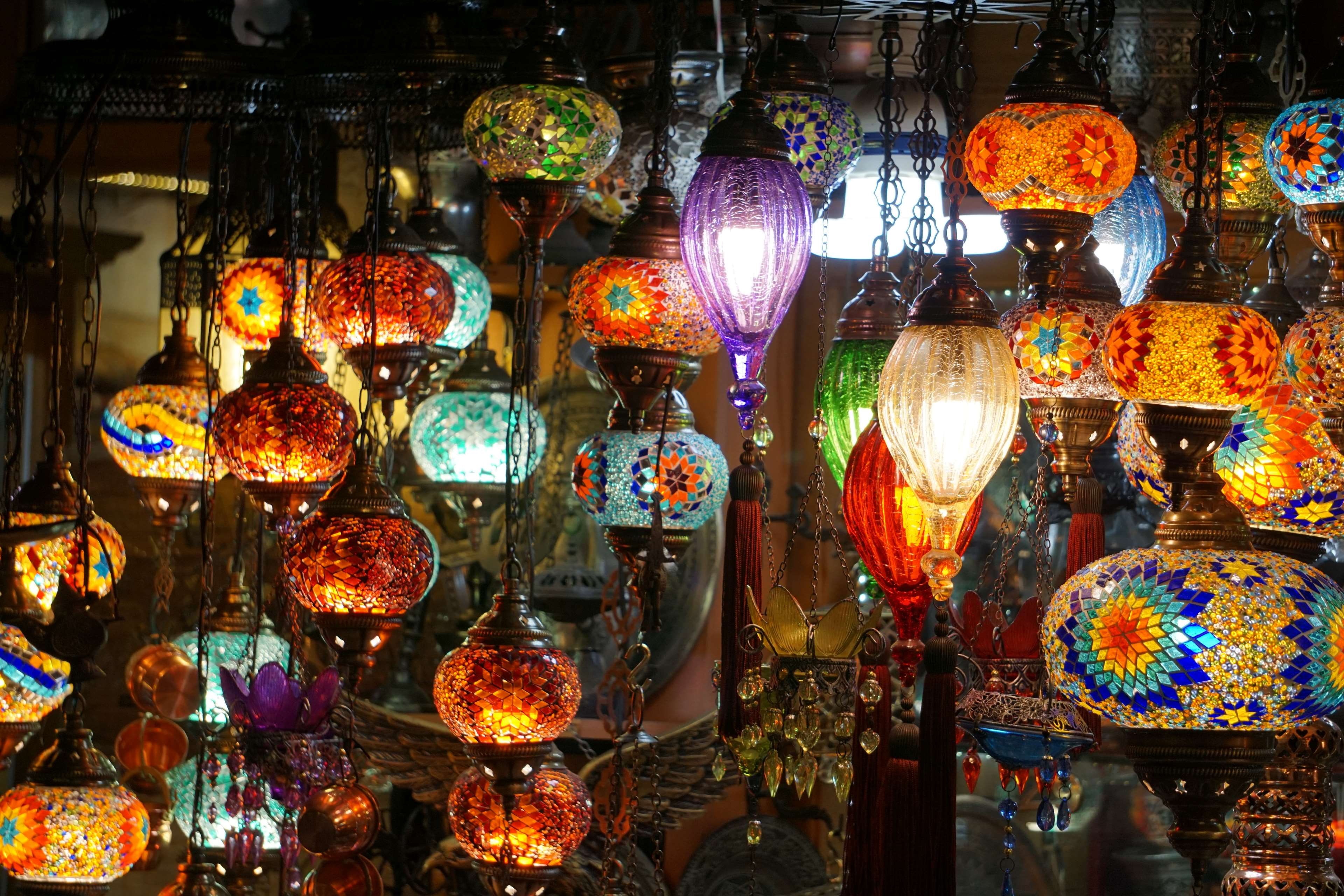 for sale, multi colored, hanging, business, variety, abundance, night, light, retail display, variation, lantern, no people, large group of objects, sale, HD Wallpaper