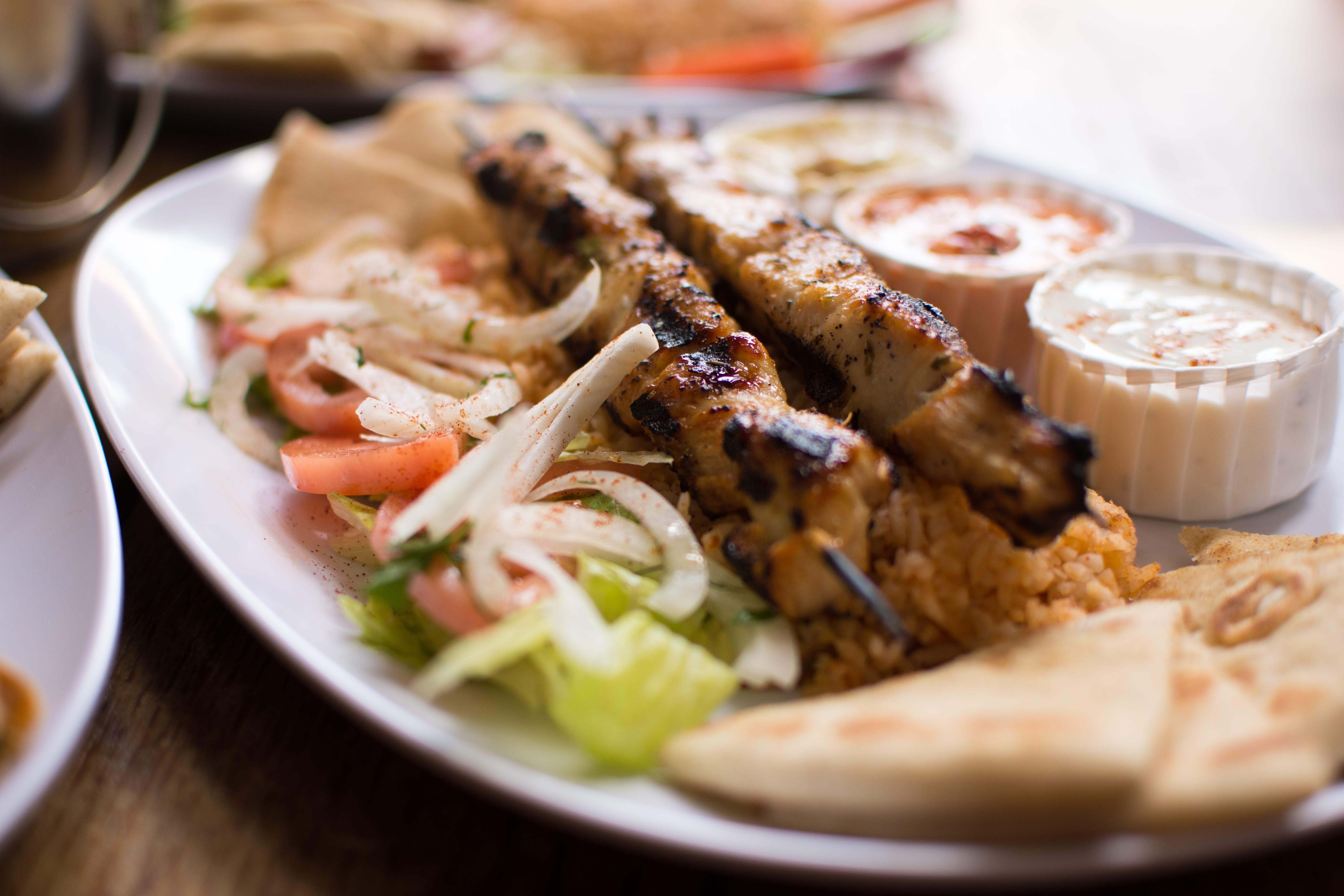 temptation, meat, 5K, table, food, close-up, asian food, crockery, Authentic, vegetable, indoors, food and drink, korean food, high angle view, authentic greek, HD Wallpaper