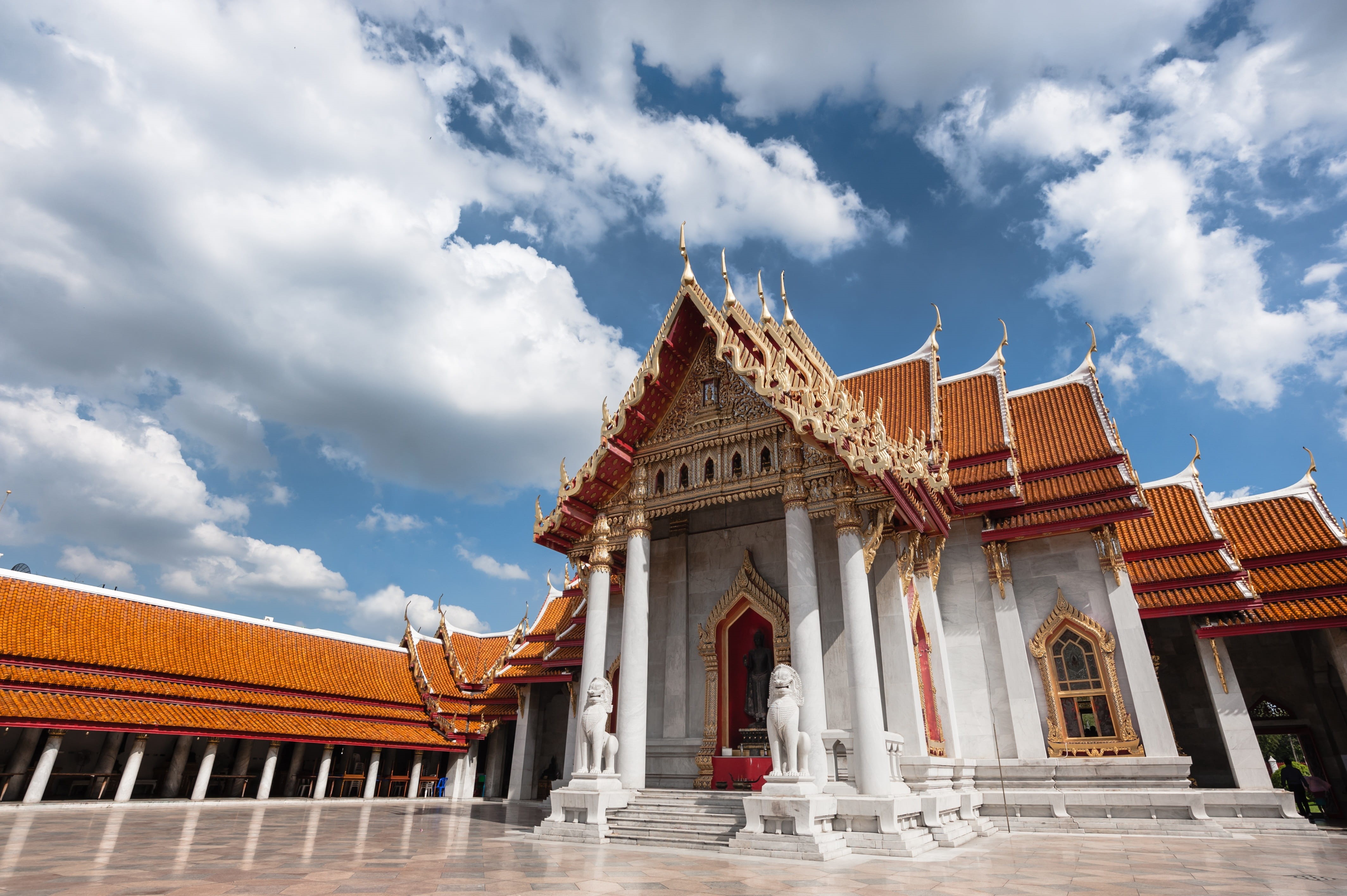 exterior, landmark, wat, place of worship, blue, old, sightseeing, building exterior, day, spiritual, travel destinations, attraction, spirituality, built structure, HD Wallpaper