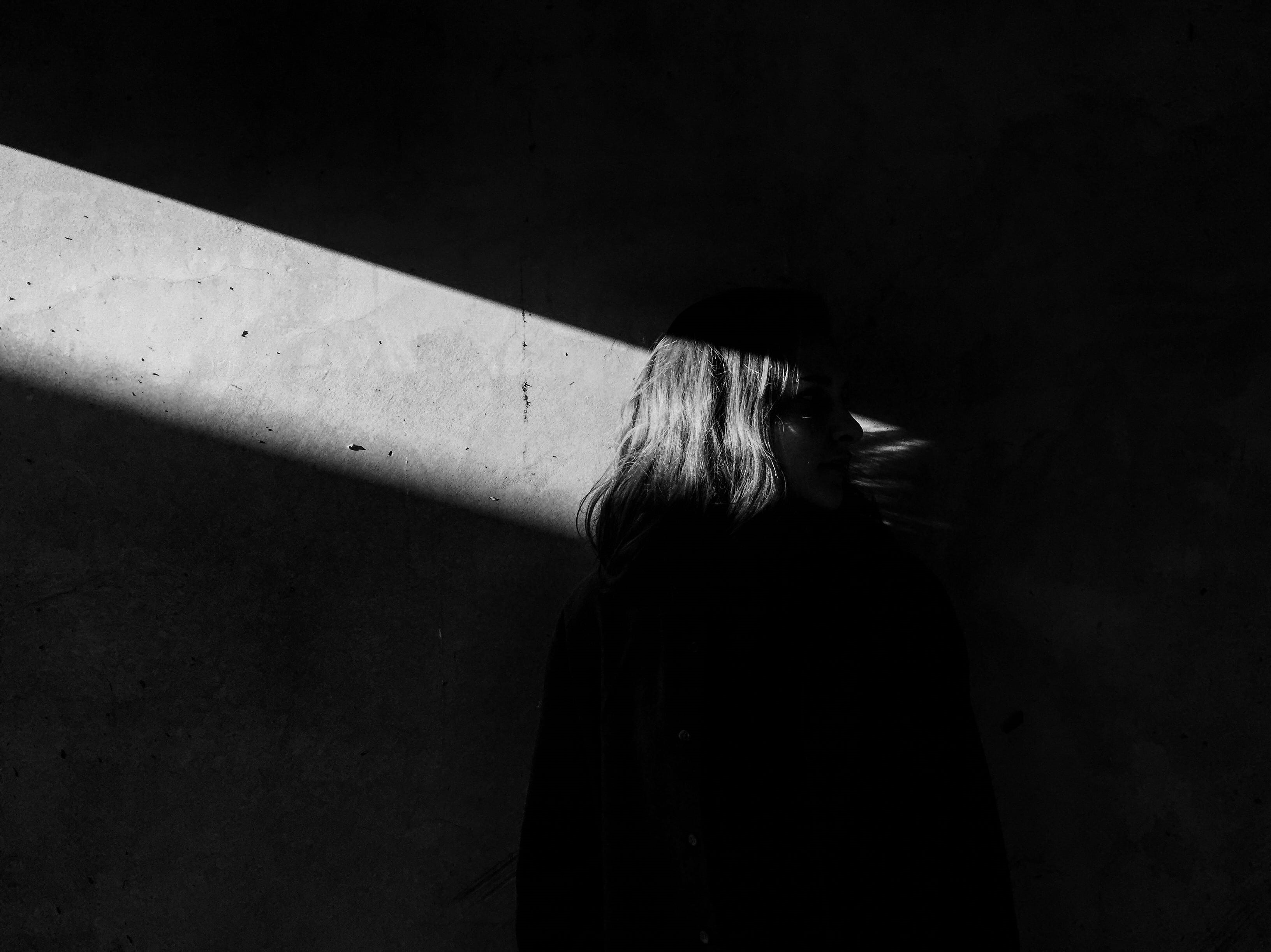 unrecognizable person, black and white, wall - building feature, wall, headshot, adult, hairstyle, teenager, human hair, front, 2K, s, abandoned house, HD Wallpaper