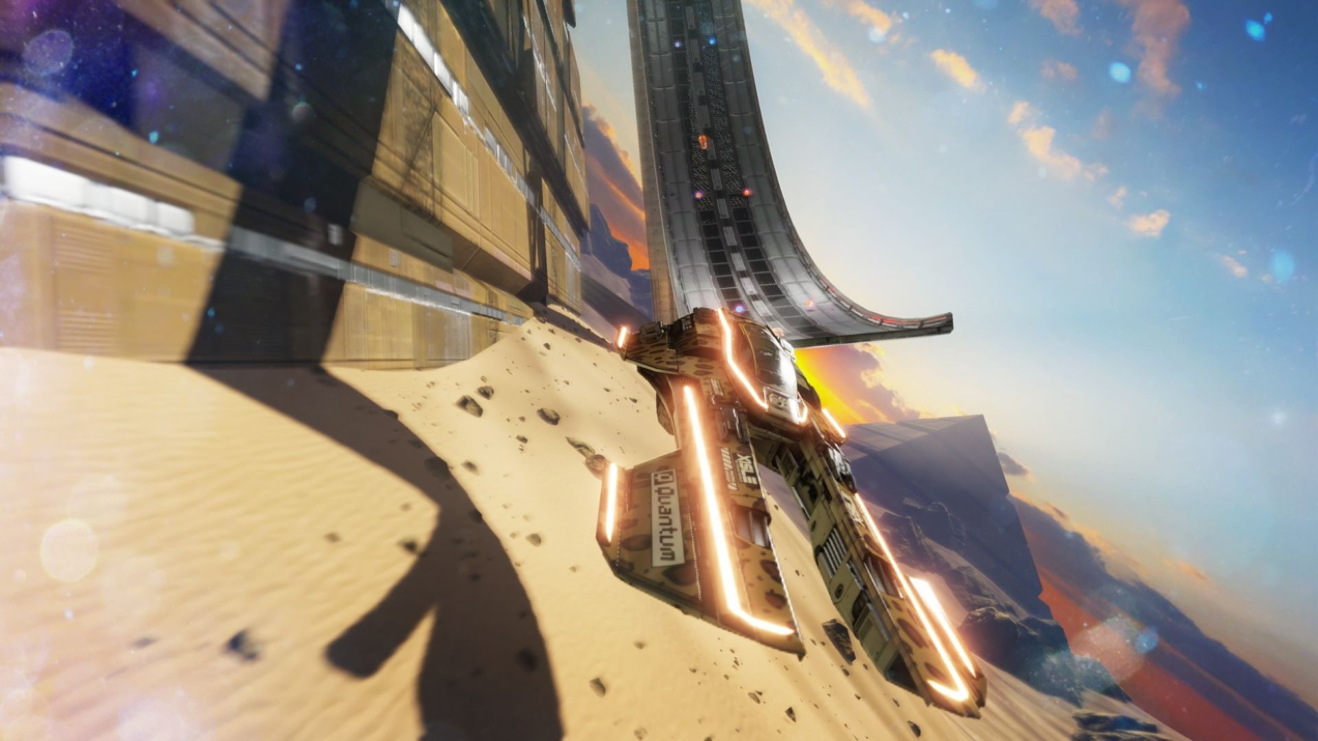 flying, XISLE, landscape, rock, video games, pyramid, ship, Shinen Multimedia, futuristic, Fast Racing Neo, 1080P, desert, HD Wallpaper