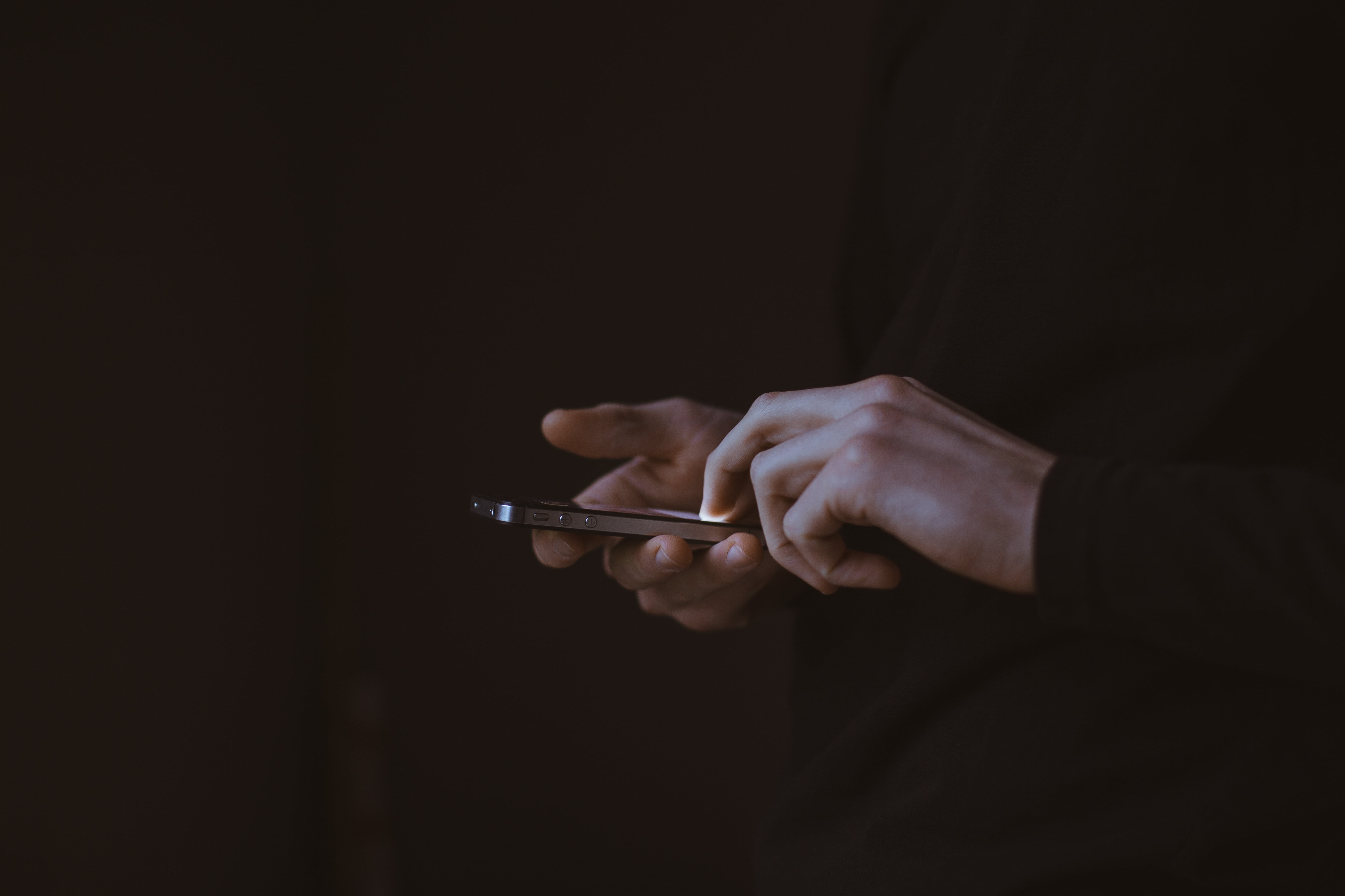 mobile, man, one Person, business, phone, close-up, studio shot, black background, weapon, men, 5K, hand, mobile Phone, person, wireless Technology, telephone, HD Wallpaper