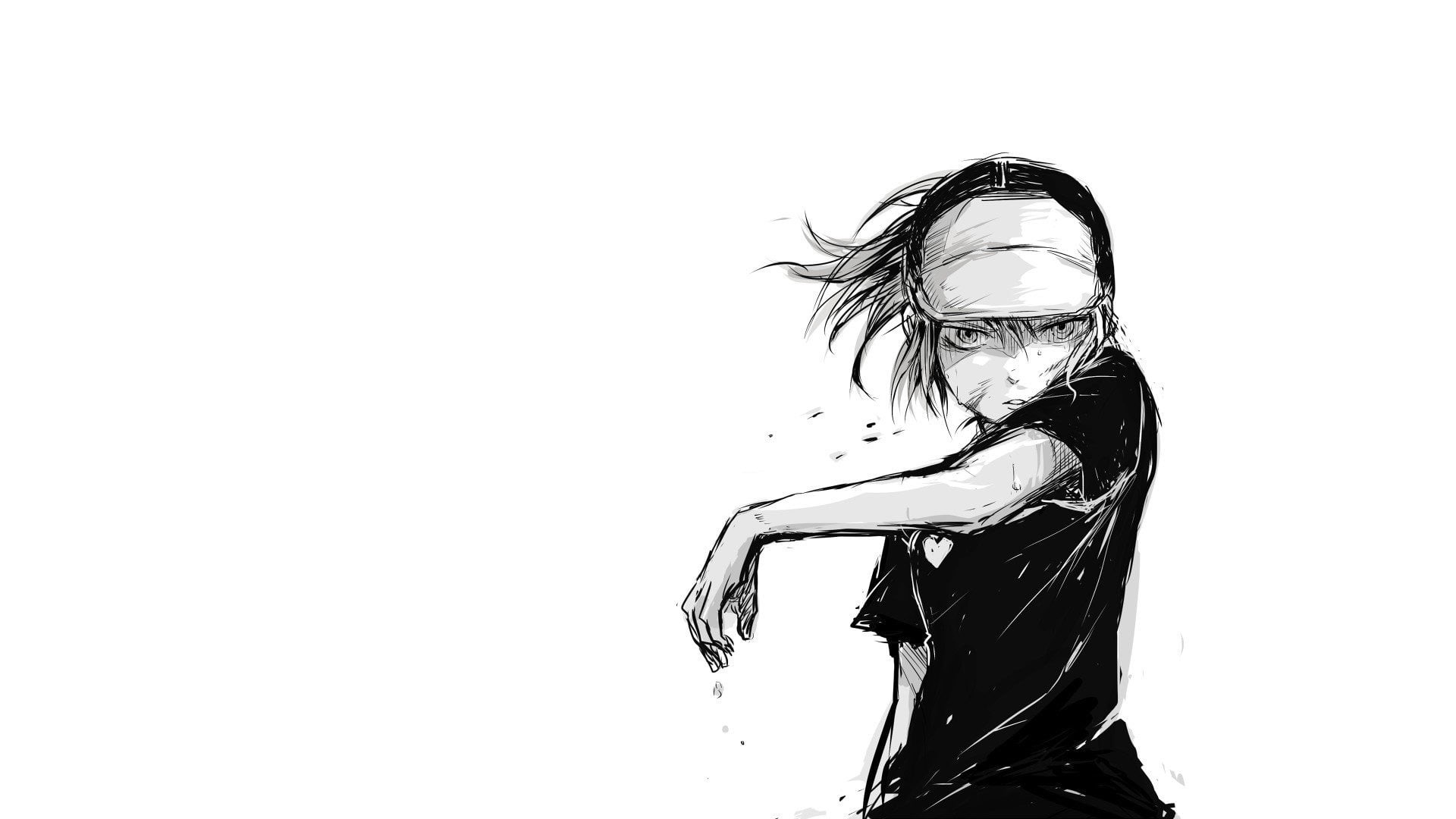 visor, obscured face, shirt, standing, white background, women, leisure activity, one person, wet hair, sketch, real people, monochrome, manga, lifestyles, HD Wallpaper