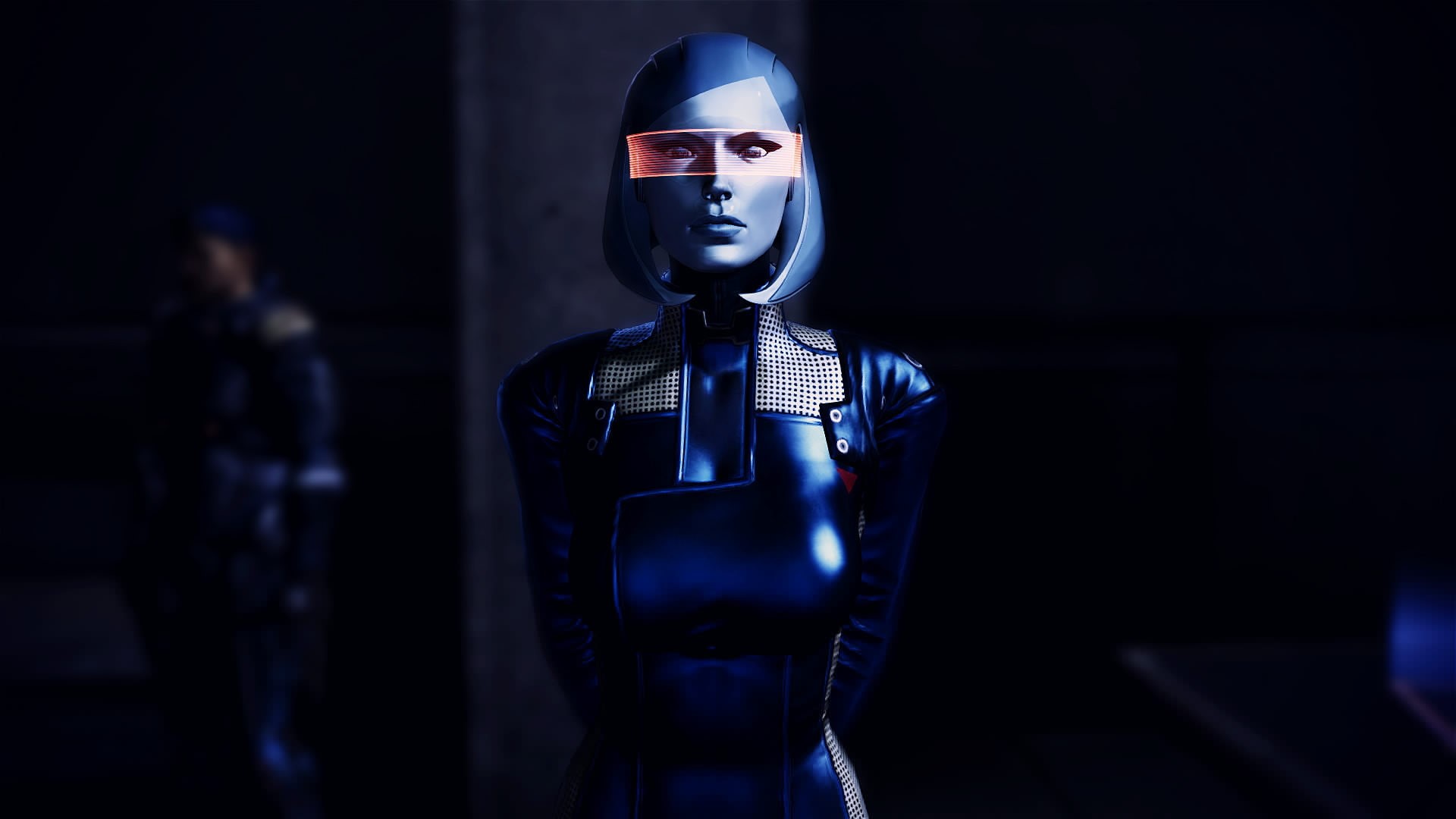 blue, EDI, digital, woman, visor, Mass Effect, 1080P, robot, Susie, HD Wallpaper
