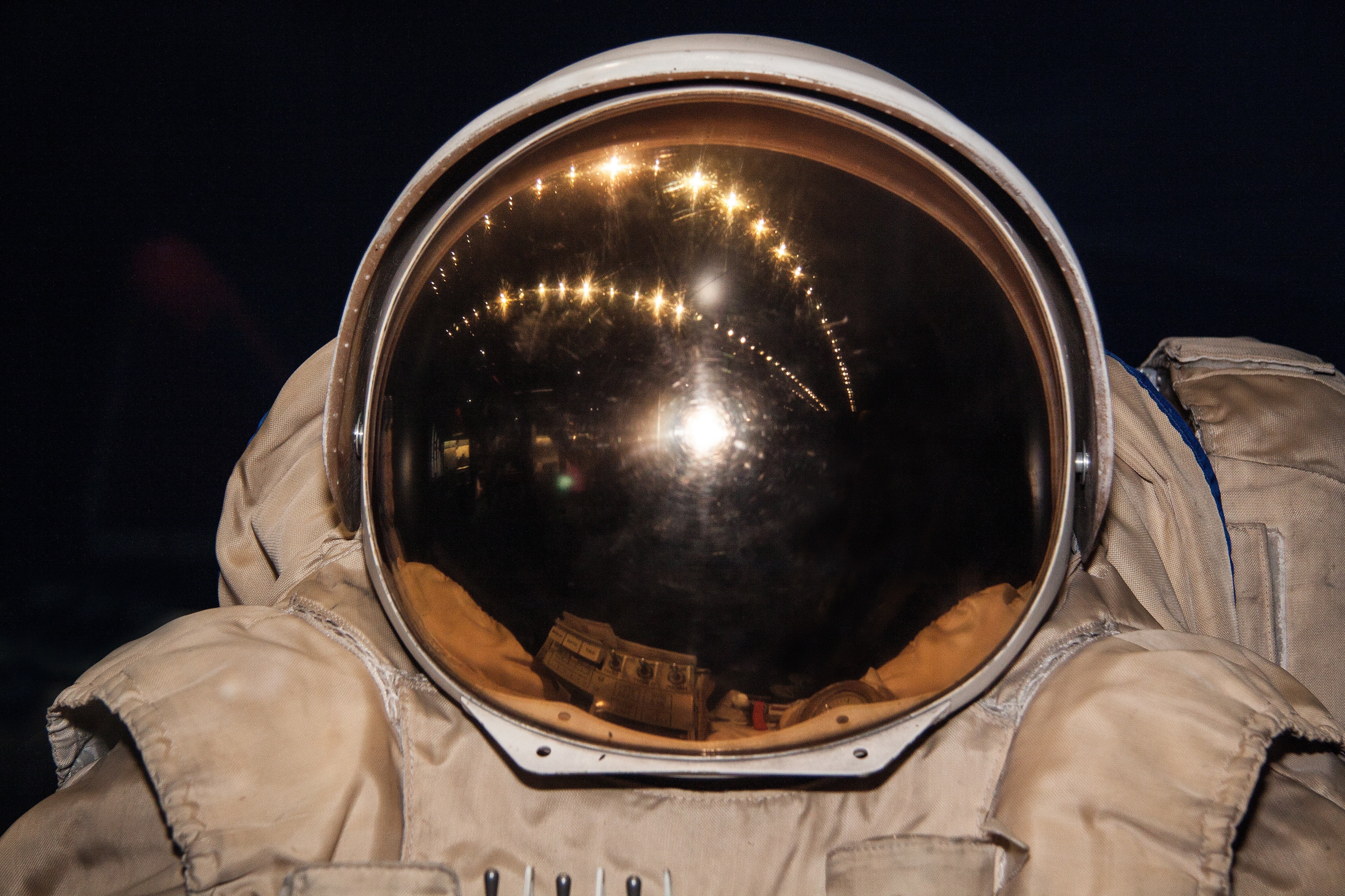 cosmonaut, work helmet, illuminated, sport, technical achievement, astronaut, competition, metal, outdoors, black color, close-up, retro styled, soviet union, HD Wallpaper