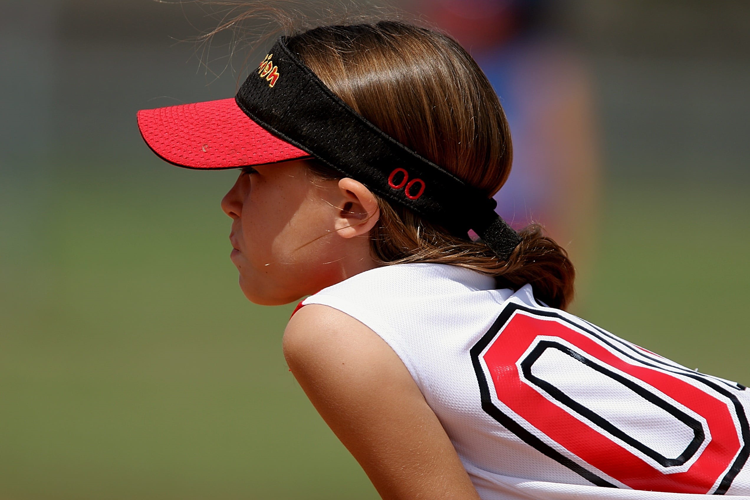softball, summer, person, adult, side view, sport, cap, 1080P, game, focus, black, beautiful woman, cute, portrait, hair, looking, fashion, profile view, HD Wallpaper