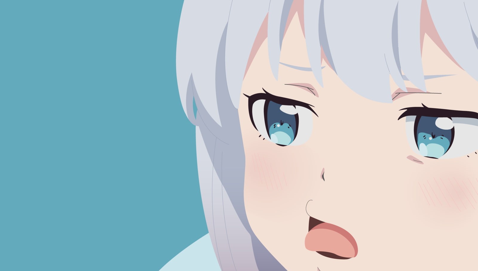 anime, cyan background, loli, material minimal, Eromanga-sensei, simple background, blue, blue eyes, anime girls, cyan, 720P, Izumi Sagiri, white skin, HD Wallpaper