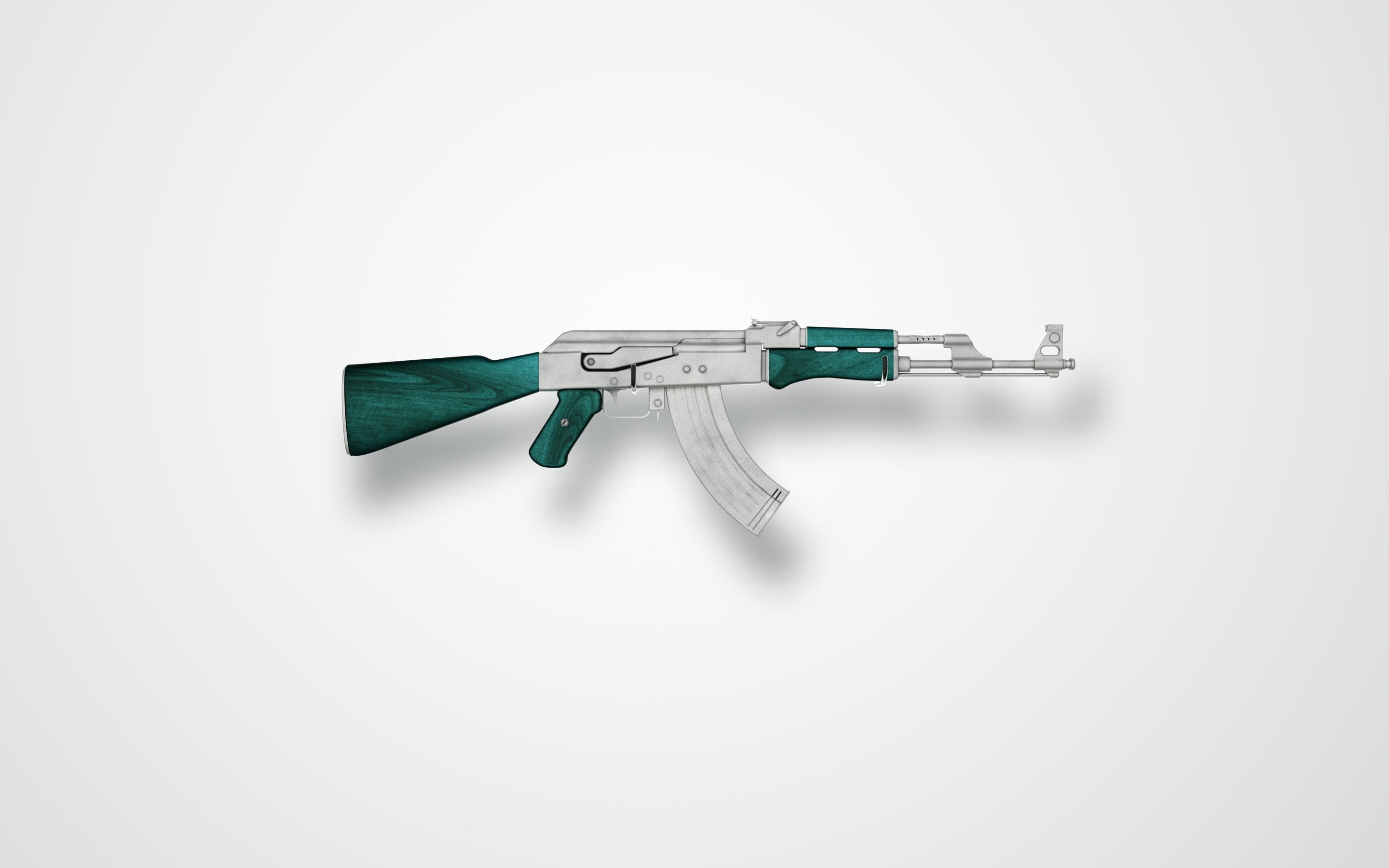 white, still life, render, security, silver background, healthcare and medicine, indoors, protection, aggression, AK 47, Zomb, green color, gun, handgun, HD Wallpaper