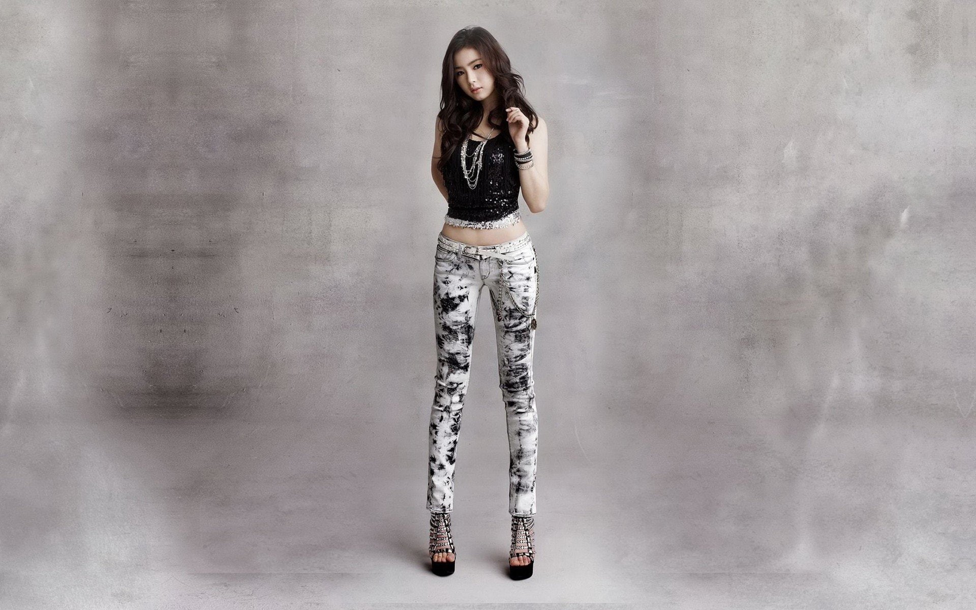 models, brunettes, asians, high, bracelets, heels, se kyung, shin, necklaces, 1080P, HD Wallpaper