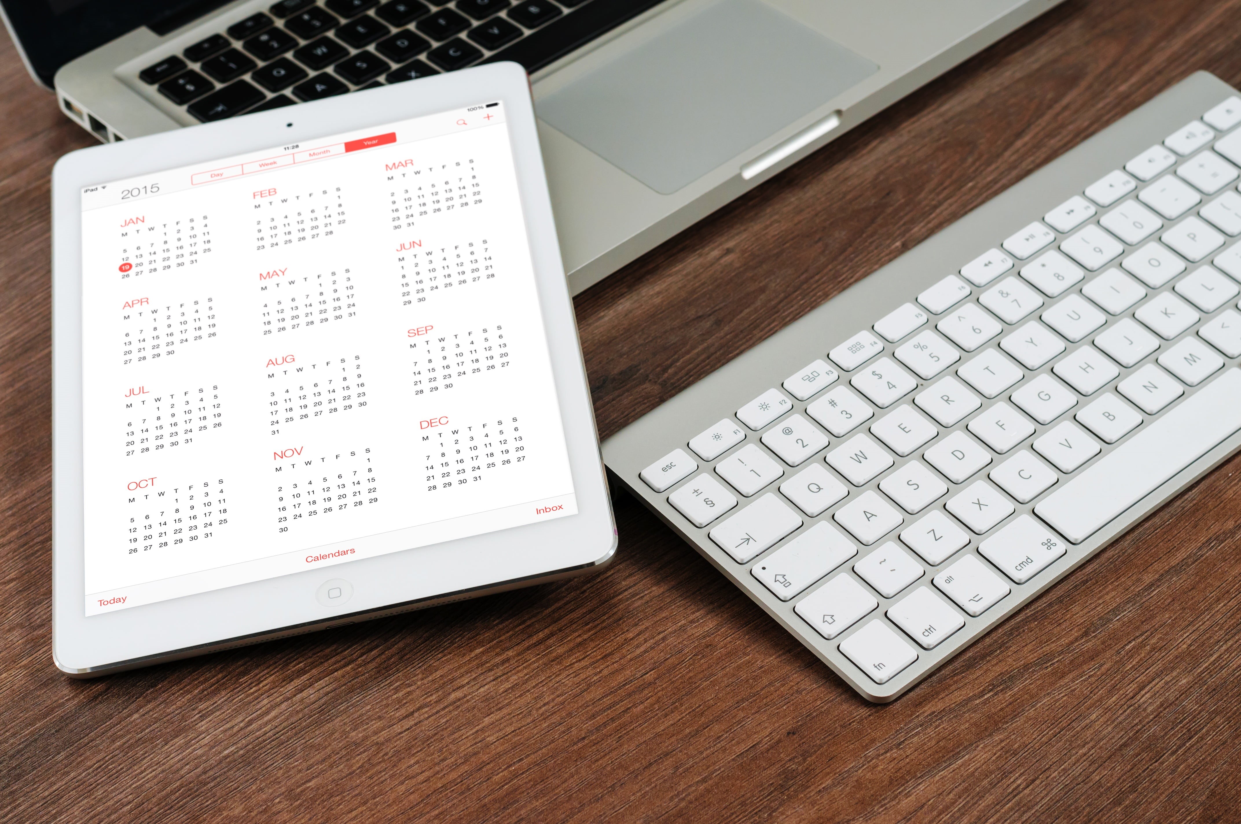 wireless, 4K, ipad, close-up, displaying, magic, laptop, connection, wood - material, technology, desk, calendar, turned, brown, indoors, furniture, computer network, HD Wallpaper