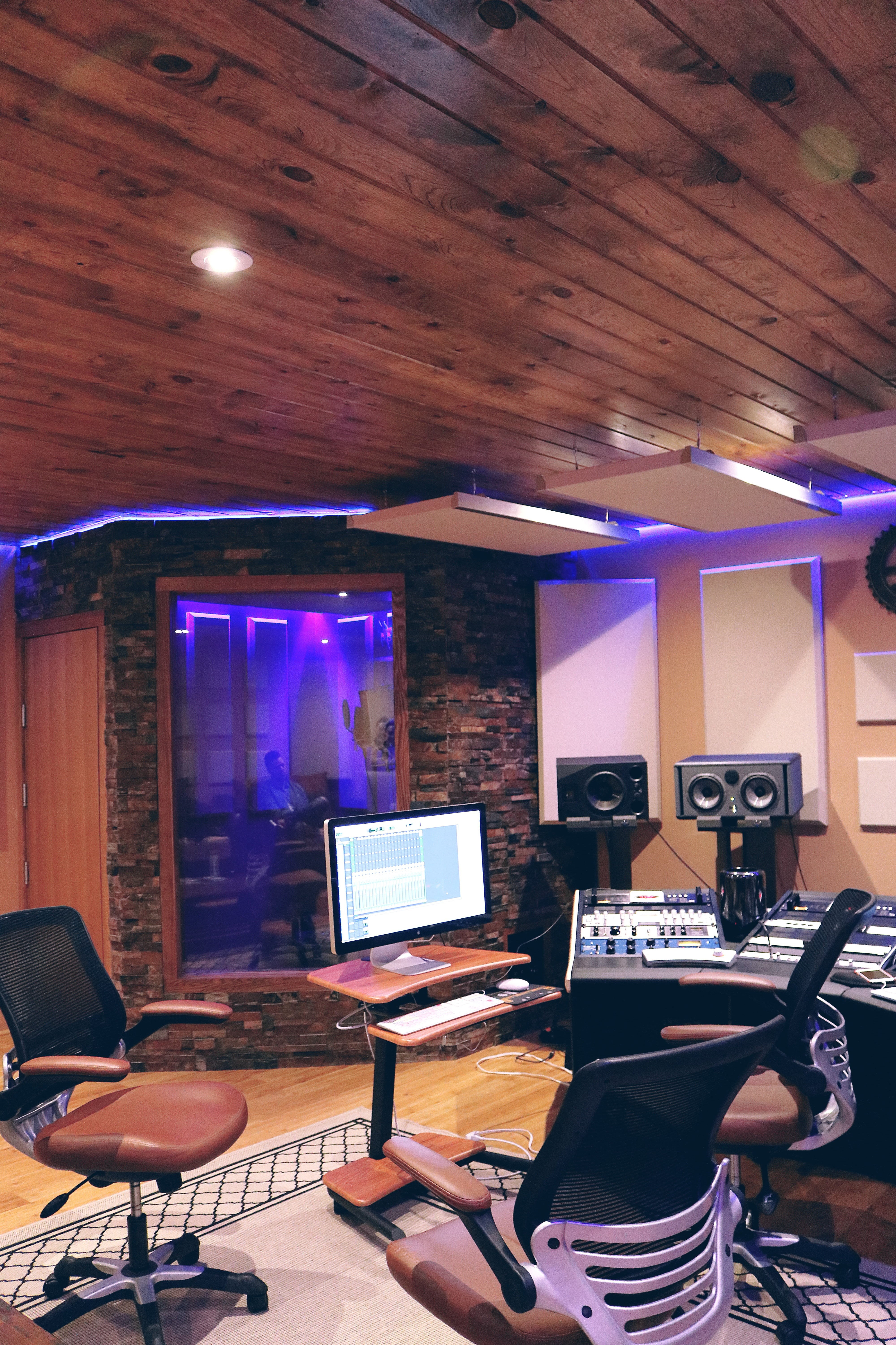 mic, light, instrument, music, equipment, electric lamp, studio, panel, singing, digital, musician, modern, record, furniture, office, music studio, pc, Phone HD Wallpaper