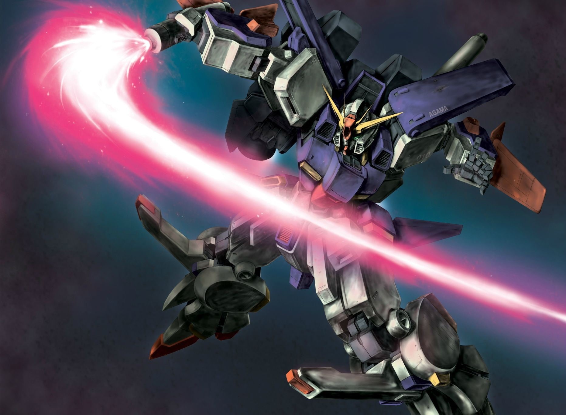  blue, Mobile Suit, laser, aggression, motion, Mobile Suit Gundam, cyborg, people, 720P, technology, industry, smoke - physical structure, light beam, HD Wallpaper