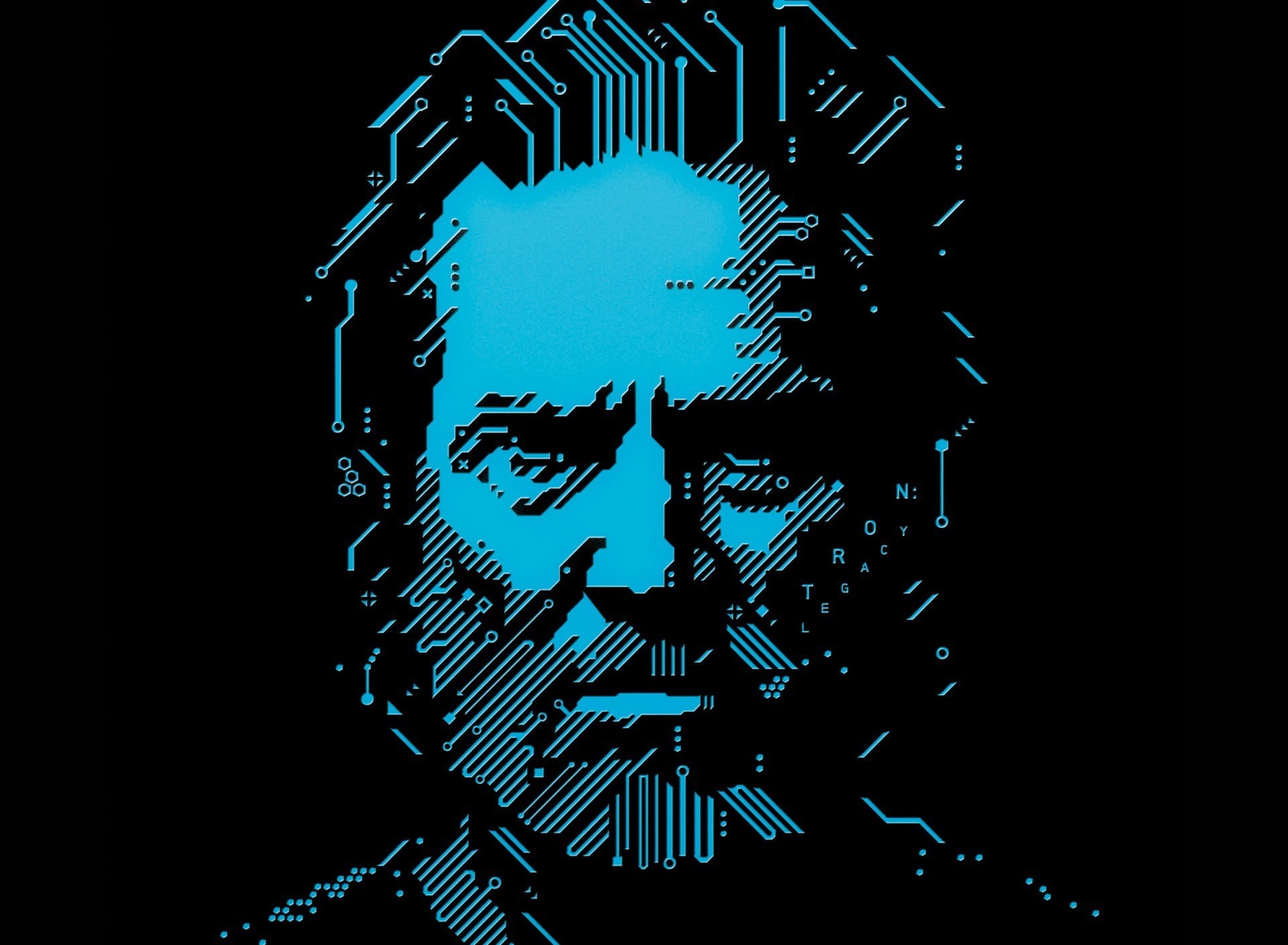 creativity, Jeff Bridges, night, 1080P, indoors, cyan, male, studio shot, representation, digital, Tron: Legacy, art and craft, portrait, design, no people, HD Wallpaper