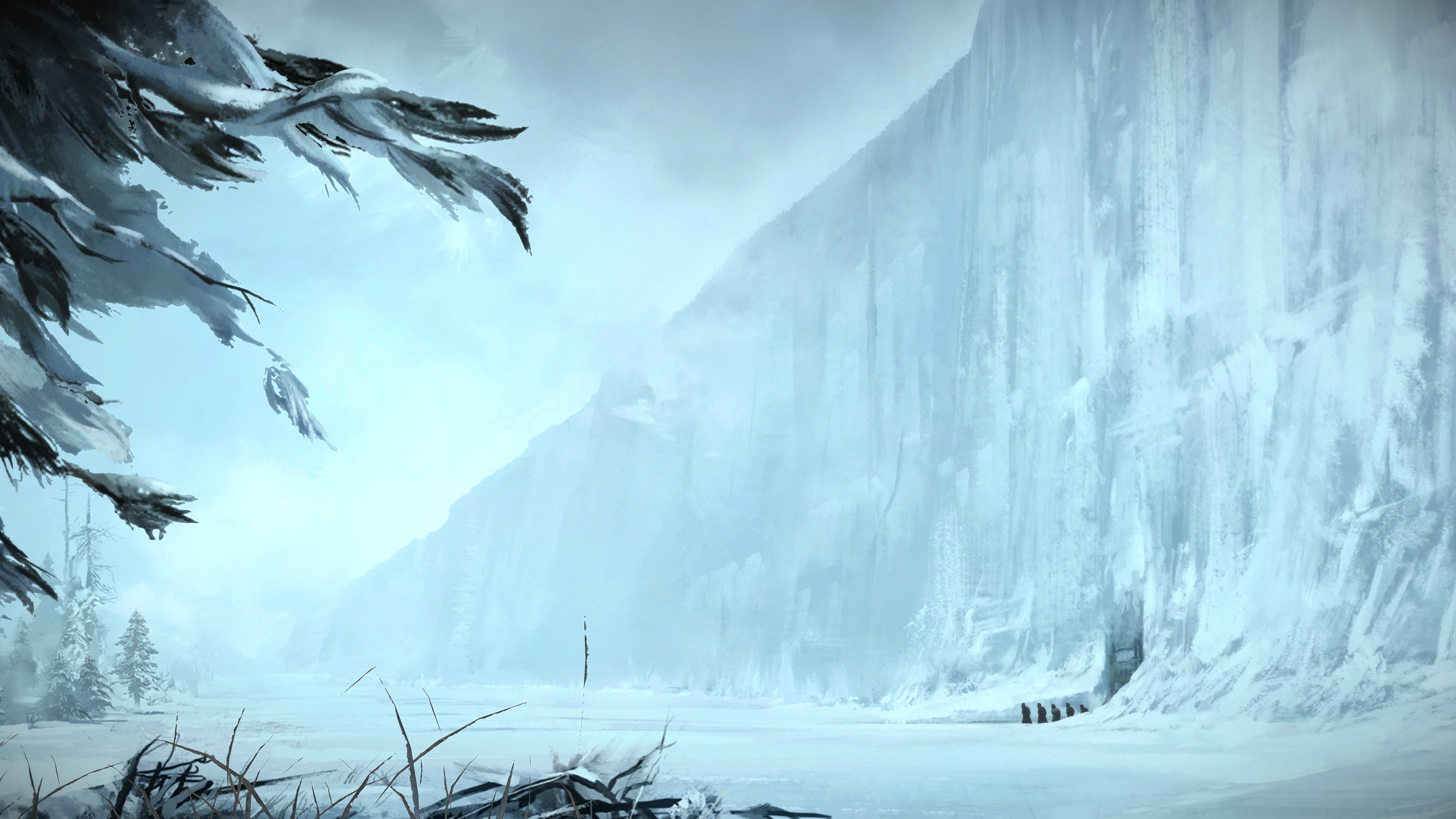 cold temperature, tranquility, tree, winter, non-urban scene, white color, 2K, landscape, snowcapped mountain, Game of Thrones: A Telltale Games Series, HD Wallpaper