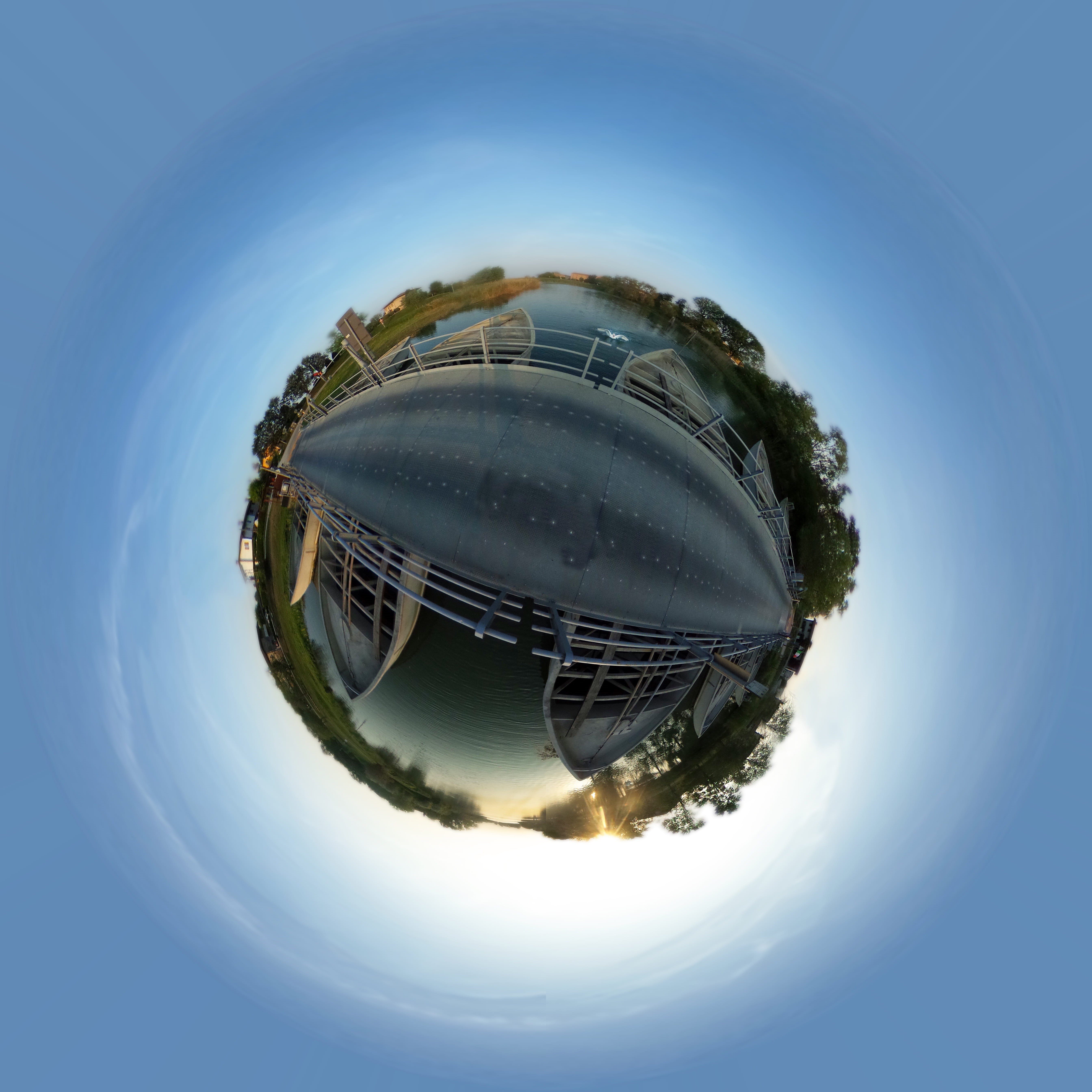 virtual reality, boat, built structure, circle, planet, city, nature, fish-eye lens, landscape, overview, veneto, skyscraper, sphere, shape, boats, holiday, Phone HD Wallpaper