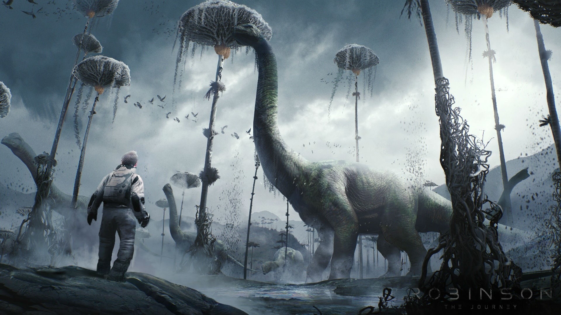 the, fantasy, shooter, virtual, 1080P, videogame, dinosaur, technics, futuristic, reality, sci-fi, journey, robinson, video, game, fps, HD Wallpaper