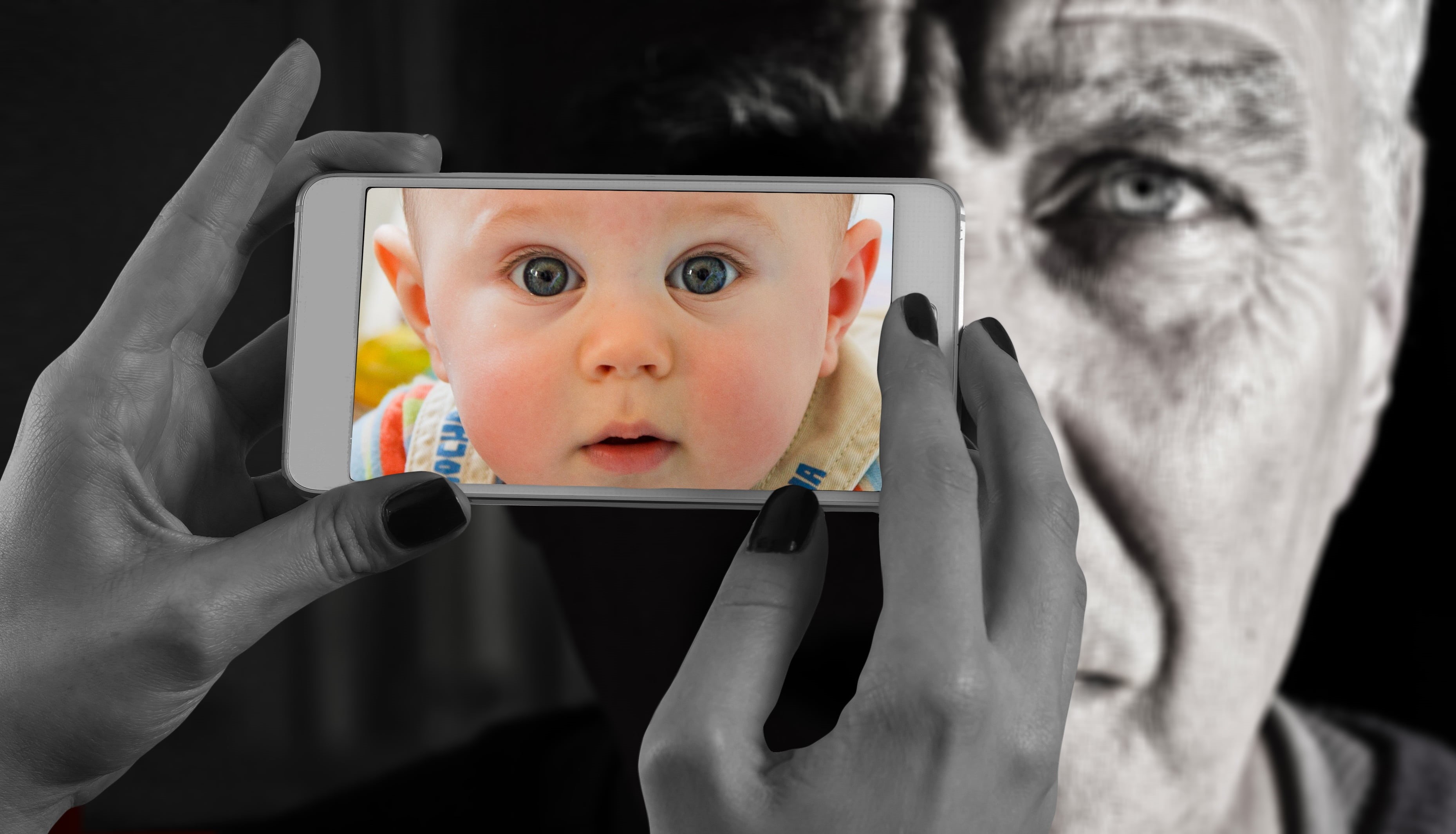 difference, baby, looking, reality, technology, males, men, third eye, old, adult, deception, girl, age, false pretences, childhood, image, discrepancy, HD Wallpaper