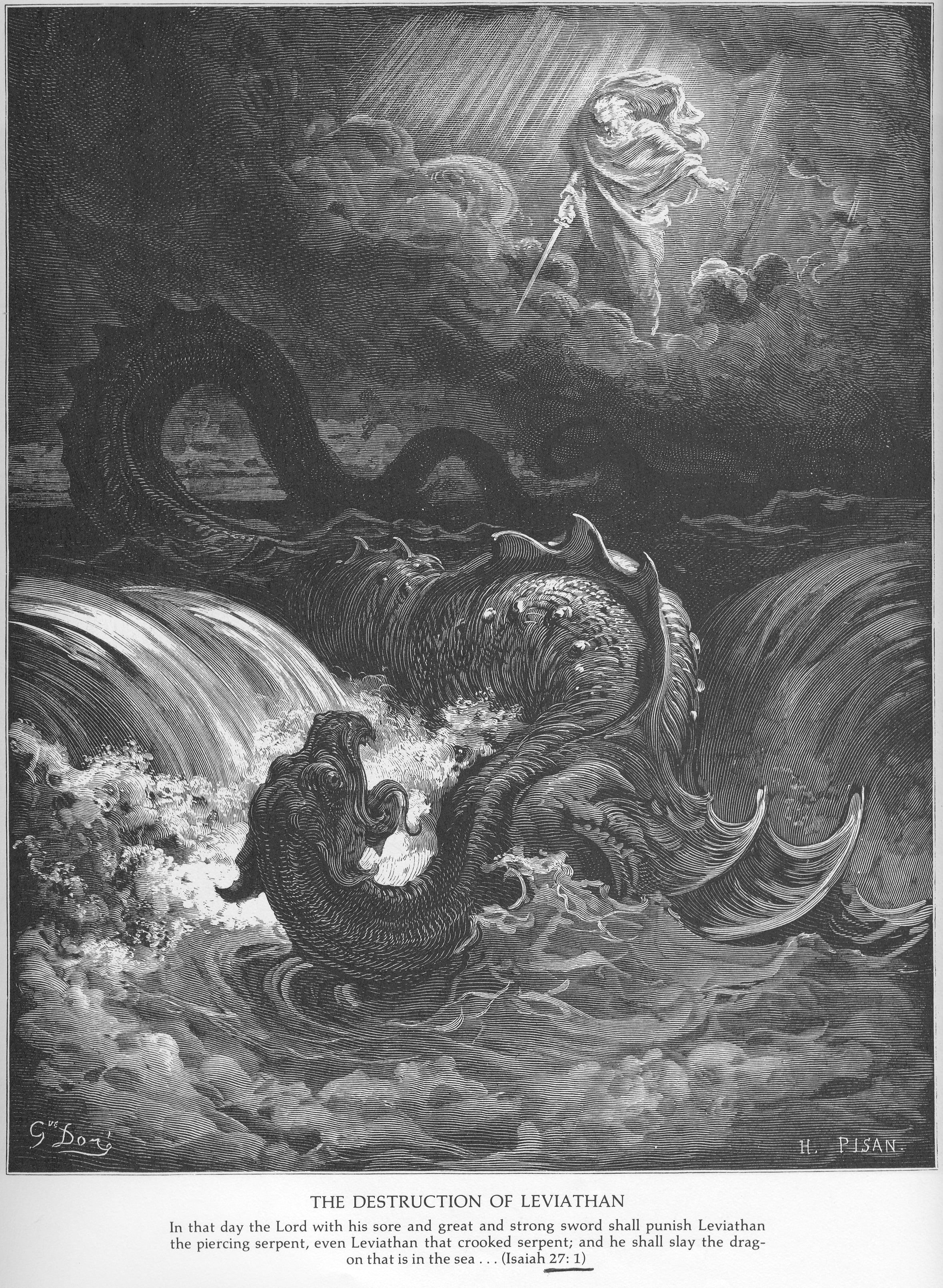 Christianity, Jewish, lithograph, dragon, leviathan, monochrome, Holy Bible, 2K, Phone HD Wallpaper