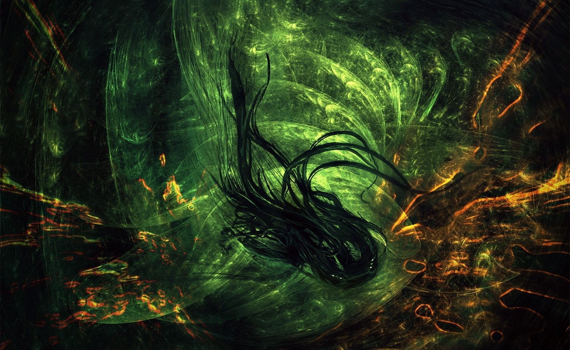 growth, plant, cthulhu, multi colored, tree, creativity, abstract, no people, complexity, digital composite, green color, pattern, 1080P, outdoors, HD Wallpaper