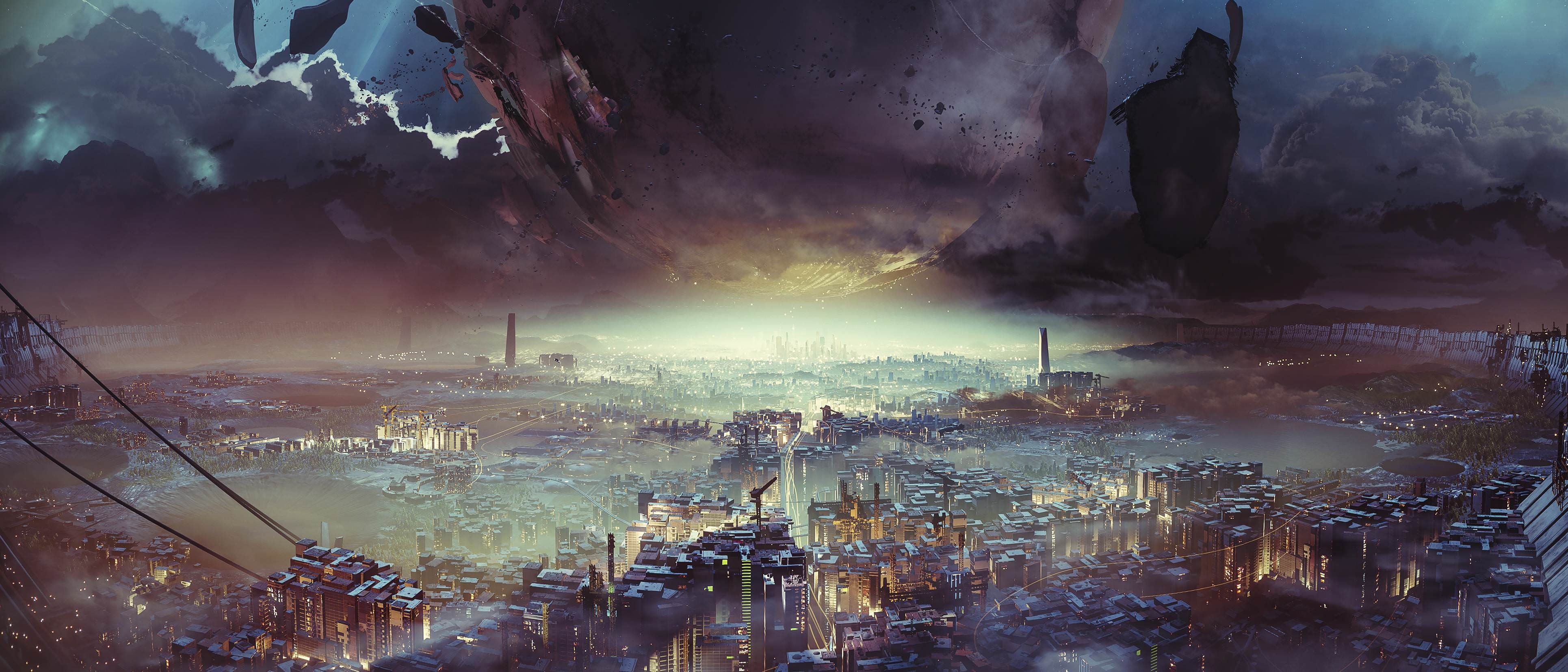 4K, landscape, science fiction, cityscape, Destiny 2, video games, artwork, Destiny (video game), city, digital art, HD Wallpaper