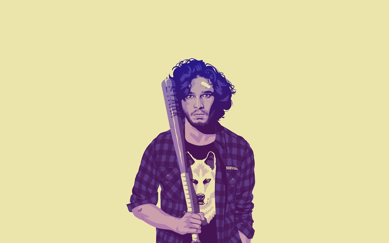 holding, artwork, copy space, casual clothing, standing, bat, yellow, Mike Wrobel, lifestyles, one person, Game of Thrones, fan art, hairstyle, 720P, human face, HD Wallpaper