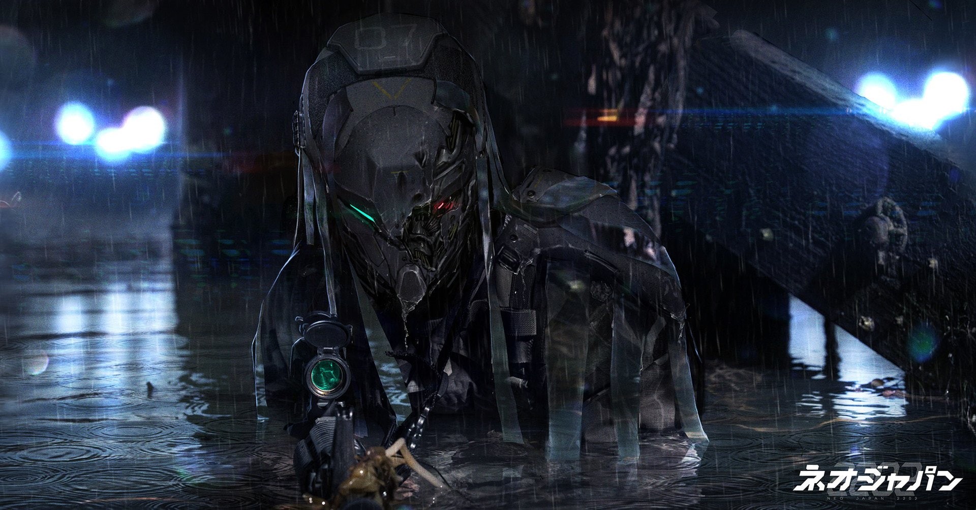 1080P, Soldier, Sci Fi, Rain, Neo Japan 2202, Robot, Dark, HD Wallpaper