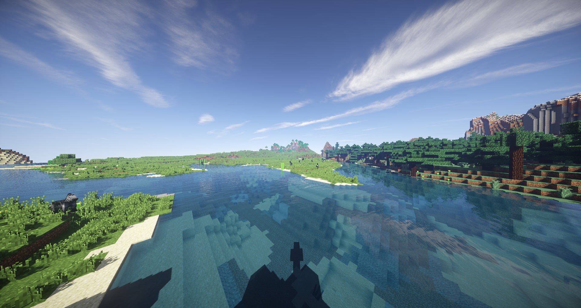 no people, high angle view, building exterior, 1080P, ground, shadow, beauty in nature, tranquility, scenics - nature, white, water, cloud - sky, Minecraft, HD Wallpaper