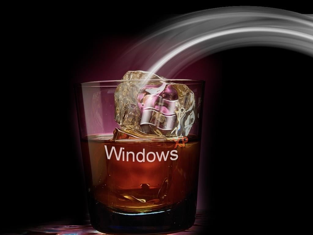 glass - material, cold temperature, microsoft, close-up, drink, brown, refreshment, studio shot, snow, cocktail, ice cube, 480P, windows, text, container, HD Wallpaper