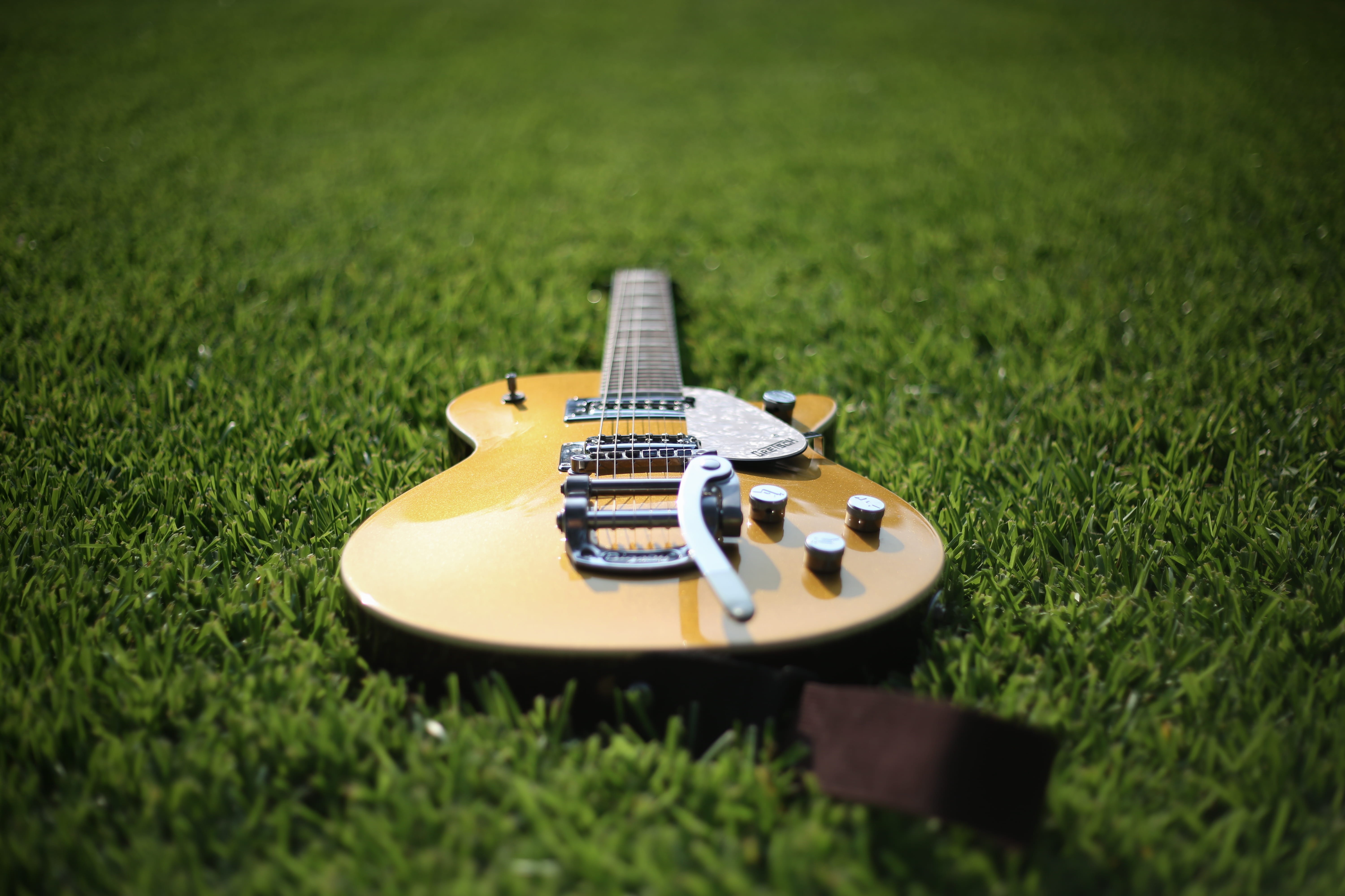 duo, music, w, string instrument, nature, instrument, grestch, peace, plant, brown, electric, sunny, high angle view, jet, absence, bigsby, arts culture and entertainment, HD Wallpaper