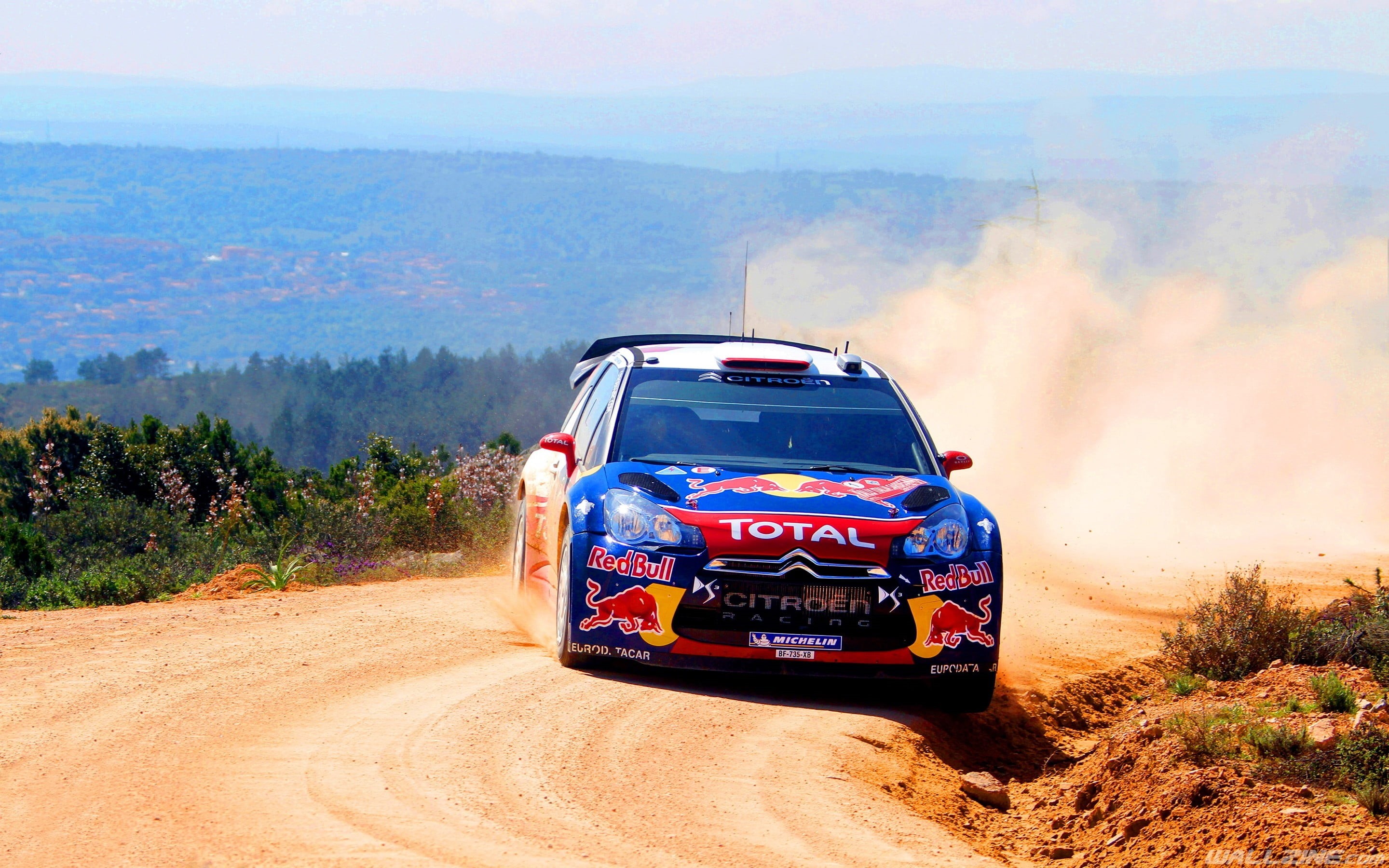 plant, day, tree, land vehicle, motion, Rally, vehicle, sports utility vehicle, Citroën, rally cars, sunlight, Citroen DS3, mountain, on the move, dust, HD Wallpaper