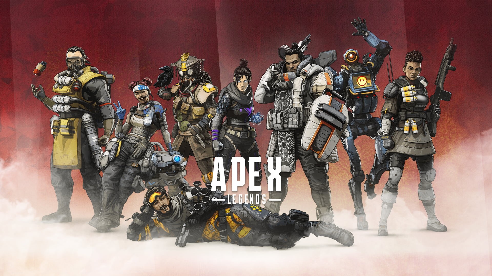 Bangalore (Apex Legends), Gibraltar (Apex Legends), Pathfinder (Apex Legends), Bloodhound (Apex Legends), Caustic (Apex Legends), Mirage (Apex Legends), HD Wallpaper