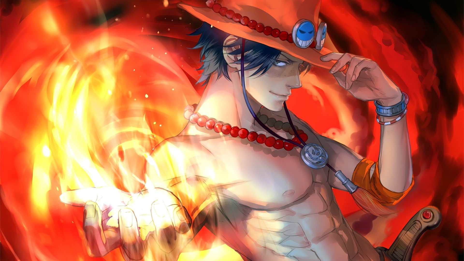 holding, Boy, women, celebration, Fire, arts culture and entertainment, Hat, clothing, event, young women, One Piece, looking, lifestyles, Anime, 1080P, HD Wallpaper