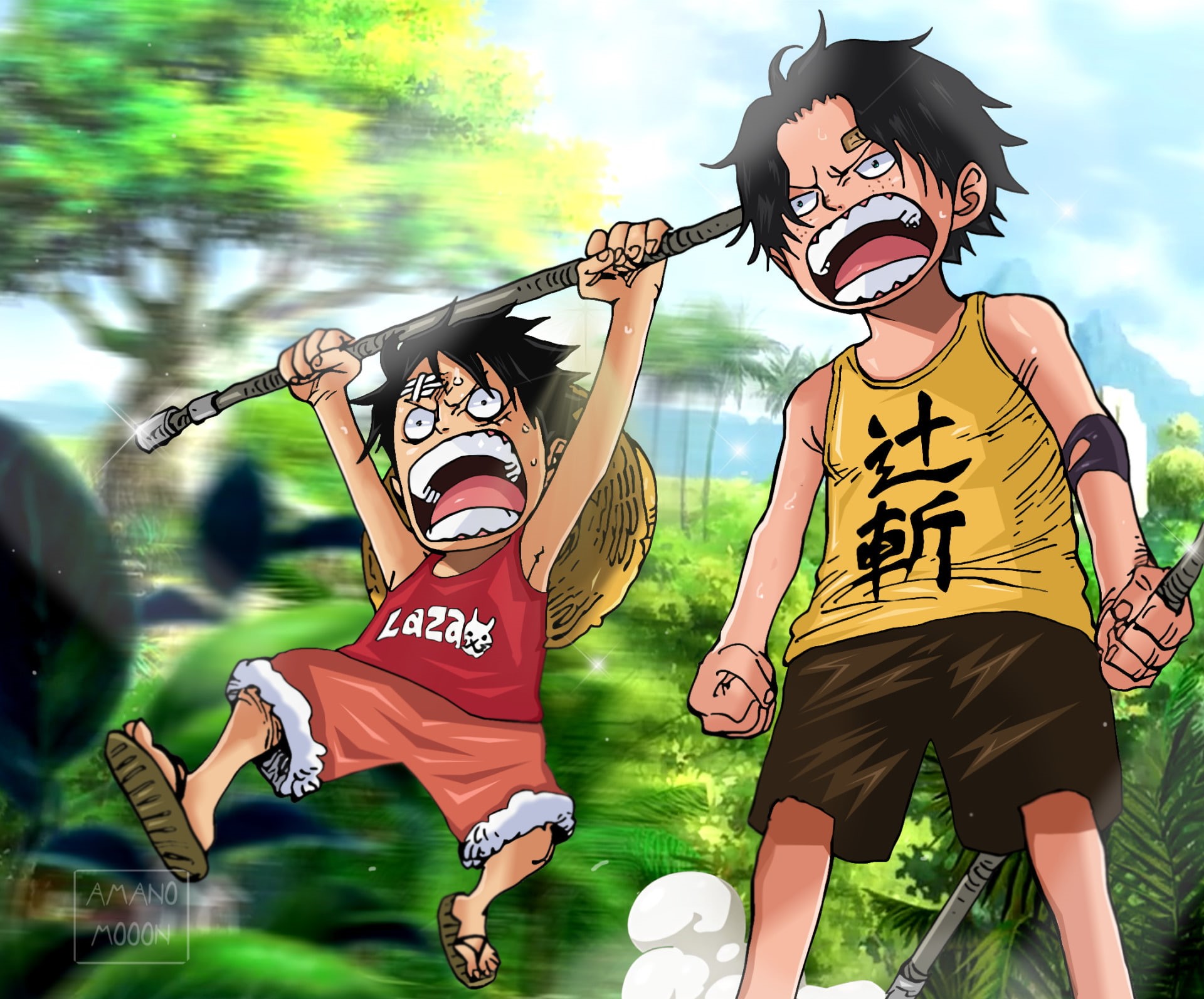 1080P, Monkey D. Luffy, Anime, Portgas D. Ace, One Piece, HD Wallpaper