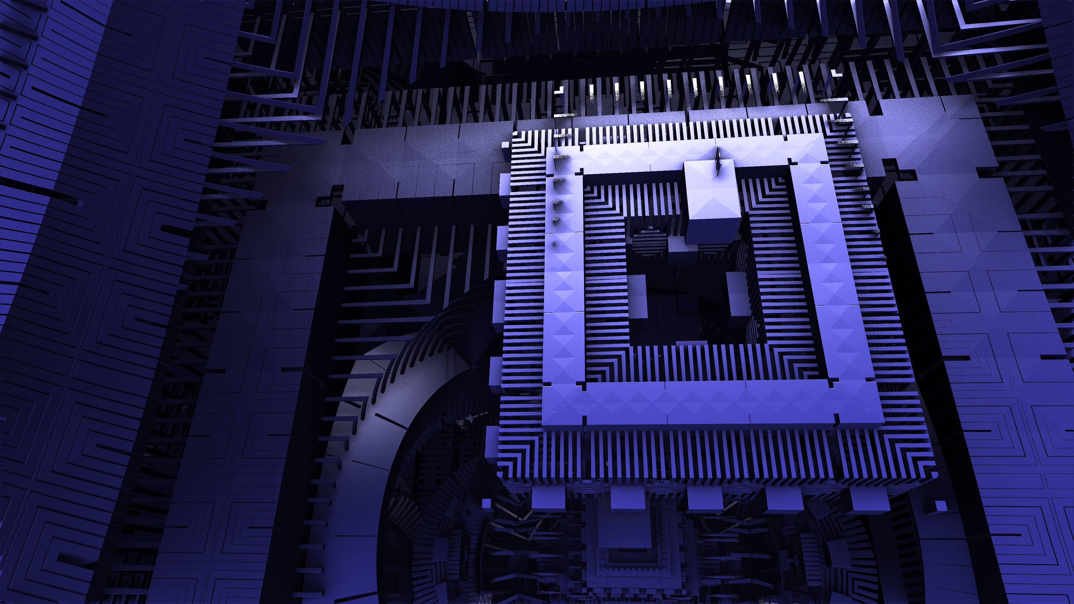 unrecognizable person, pattern, modern, rear view, real people, illuminated, building, quantum computer, technology, 2K, computer, processor, standing, HD Wallpaper