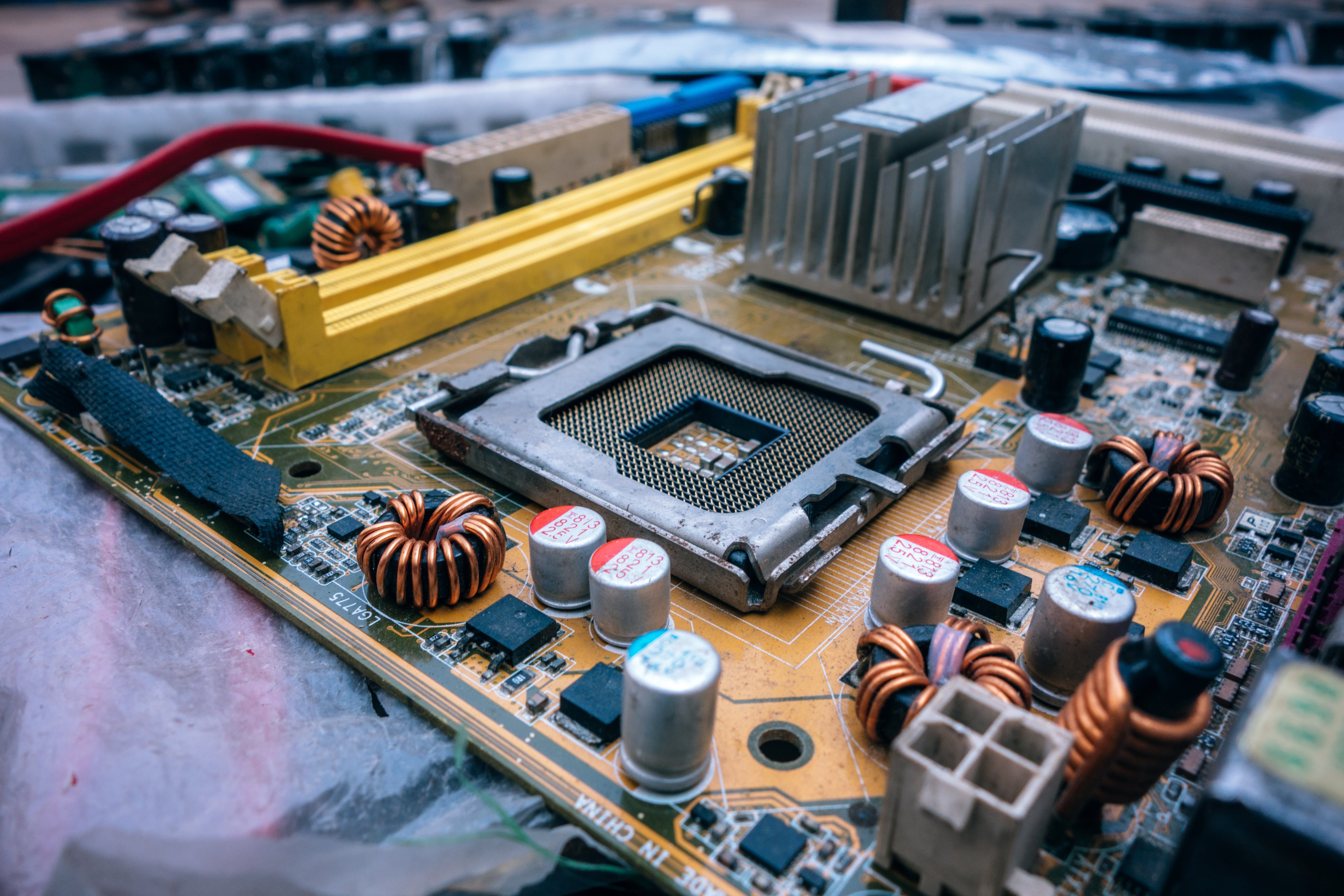 chipset, creativity, car, motherboard, capacitors, copper, transportation, equipment, depth of field, core, main board, industry, hardware, art and craft, HD Wallpaper