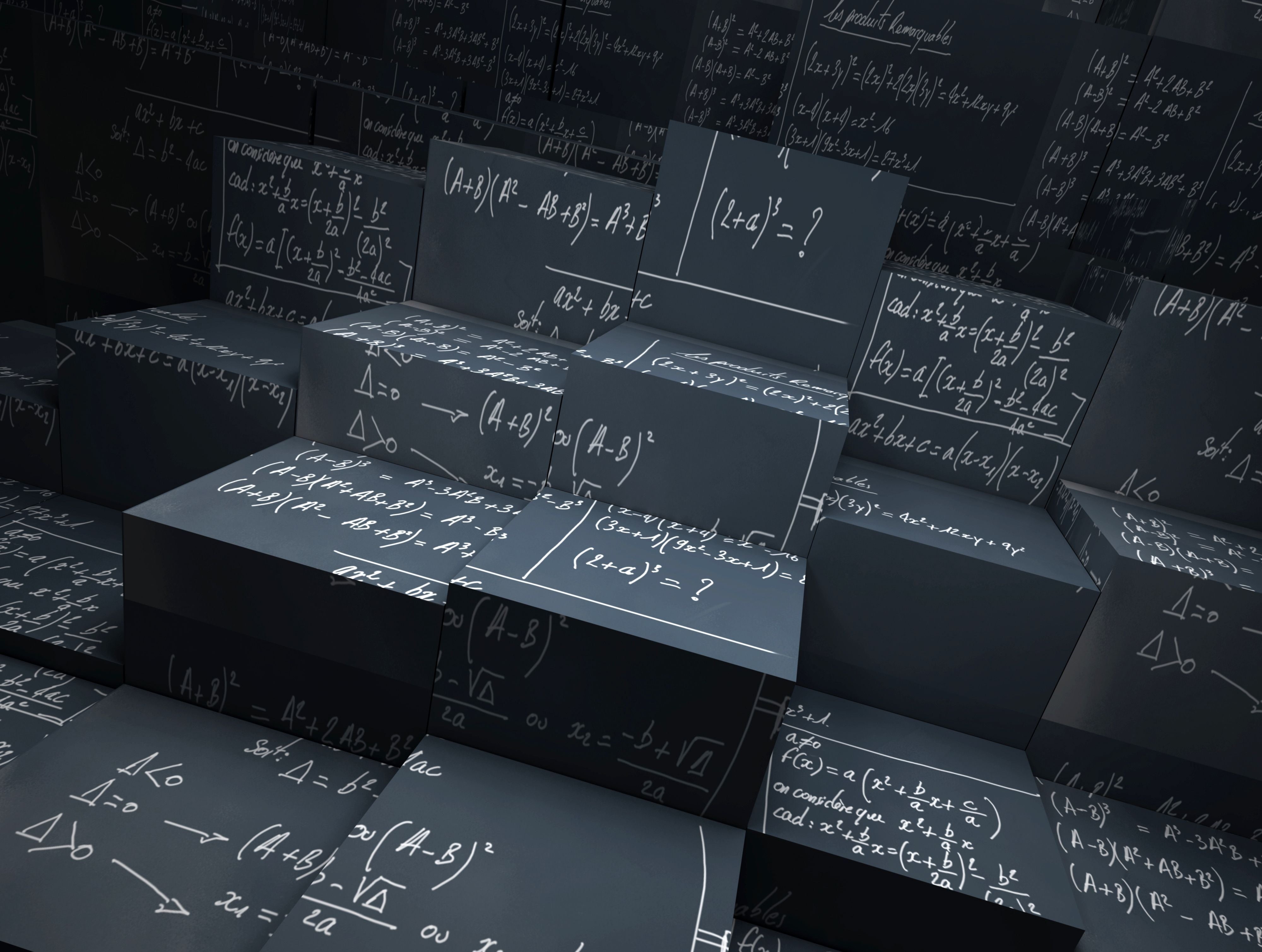 equation, connection, map, Cubism equation, no People, indoors, non-western script, blackboard, education, boxes, technology, text, still life, grey, 4K, HD Wallpaper