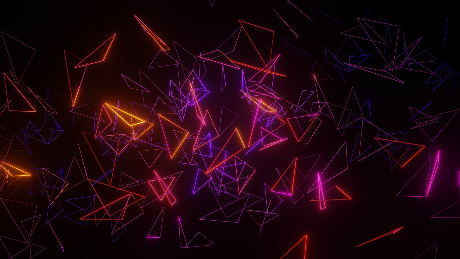 shapes, neon, 1080P, triangle, 3D, HD Wallpaper