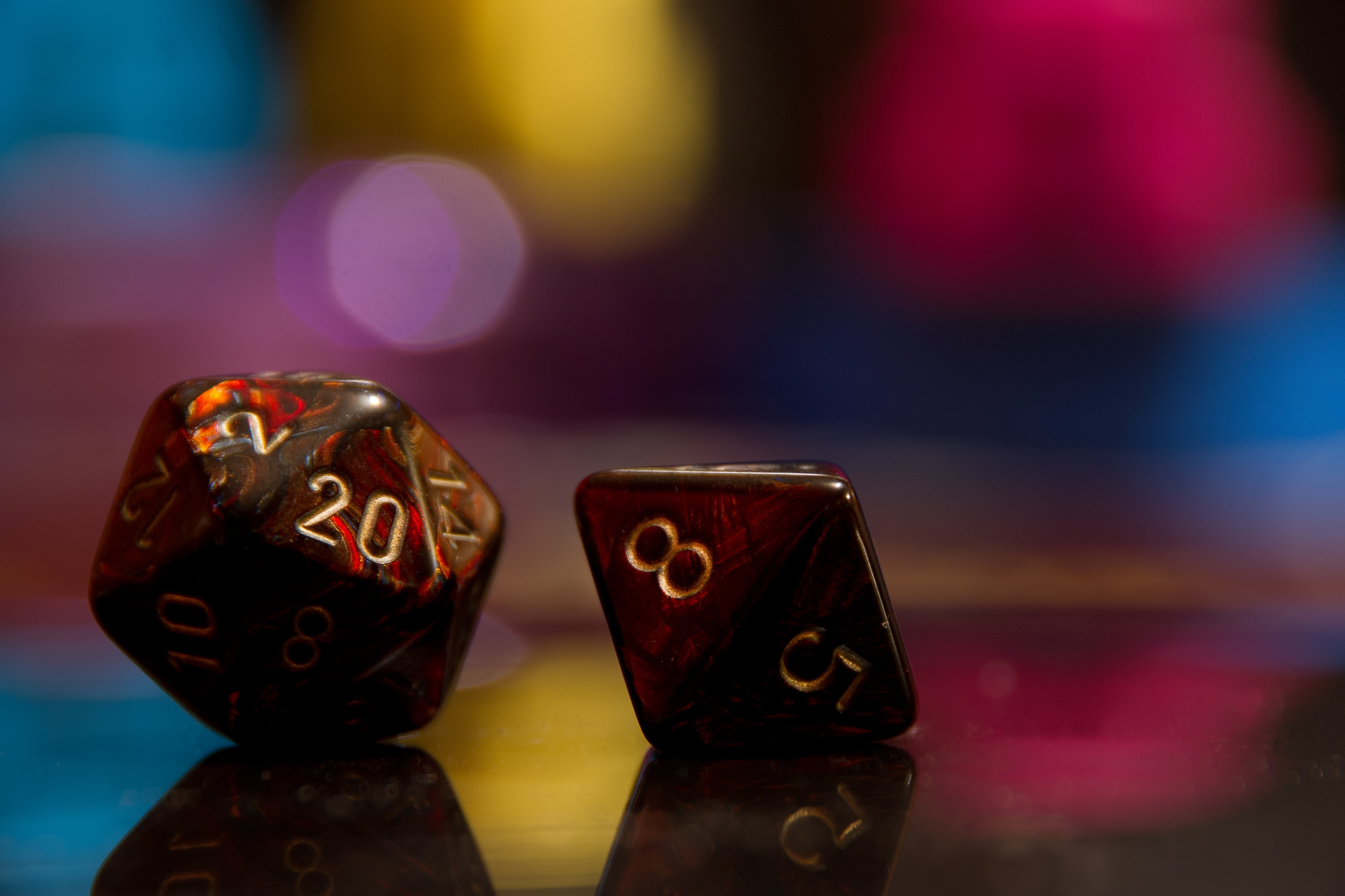 dungeons and dragons, two, 20 sided, dices, critical, dandd, dice, red, legends, yore, 4K, HD Wallpaper