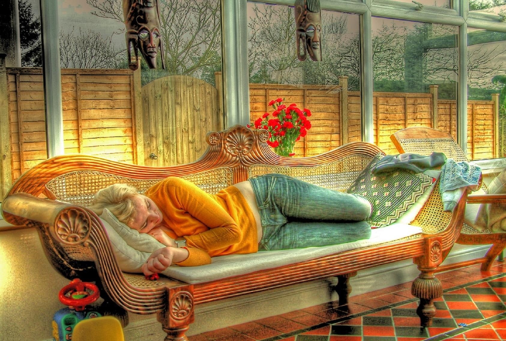 woman, safari, sleeping, 720P, nice, beautiful, colorful, girl, fine, digital, HD Wallpaper