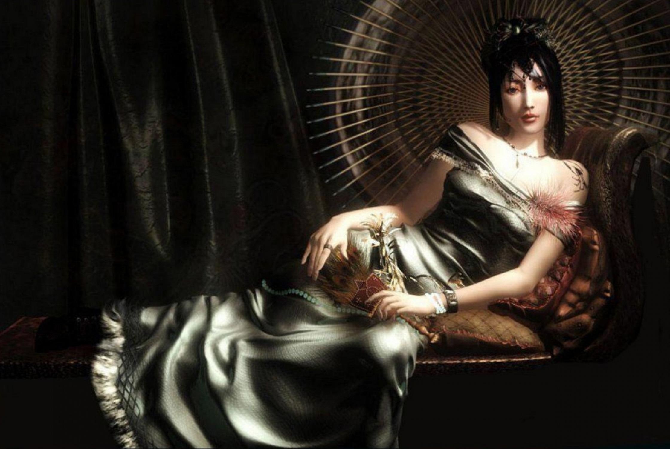 fine, silver, queen, oriental, artistic, 3d and abstrac, beautiful, fantasy, 1080P, nice, woman, dynasty, girl, HD Wallpaper