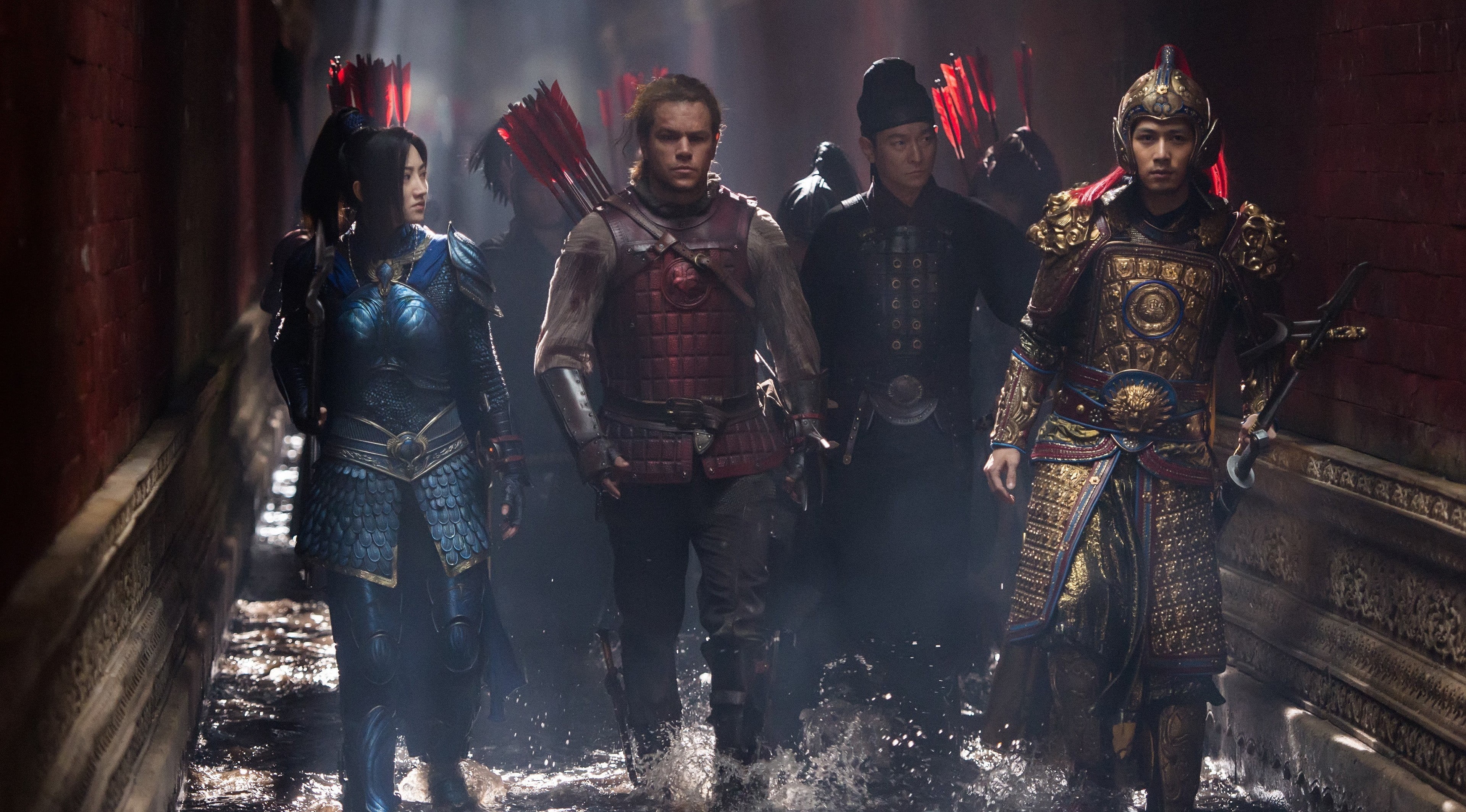 group, Pedro Pascal, bow, Legendary Pictures, adult, Atlas Entertainment, performance, gauntlet, armor, young adult, dragon, asiatic, 4k, young men, film, HD Wallpaper