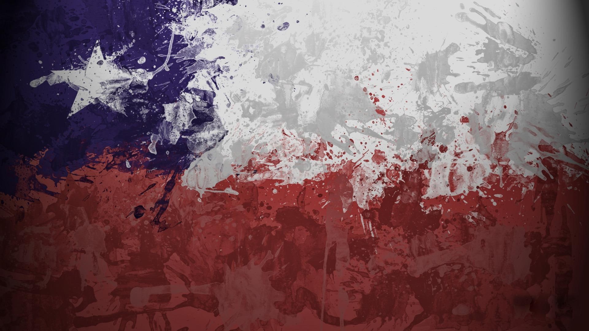 digital art, white, red, painting, flag, 1080P, chile, 1920x1080, blue, HD Wallpaper