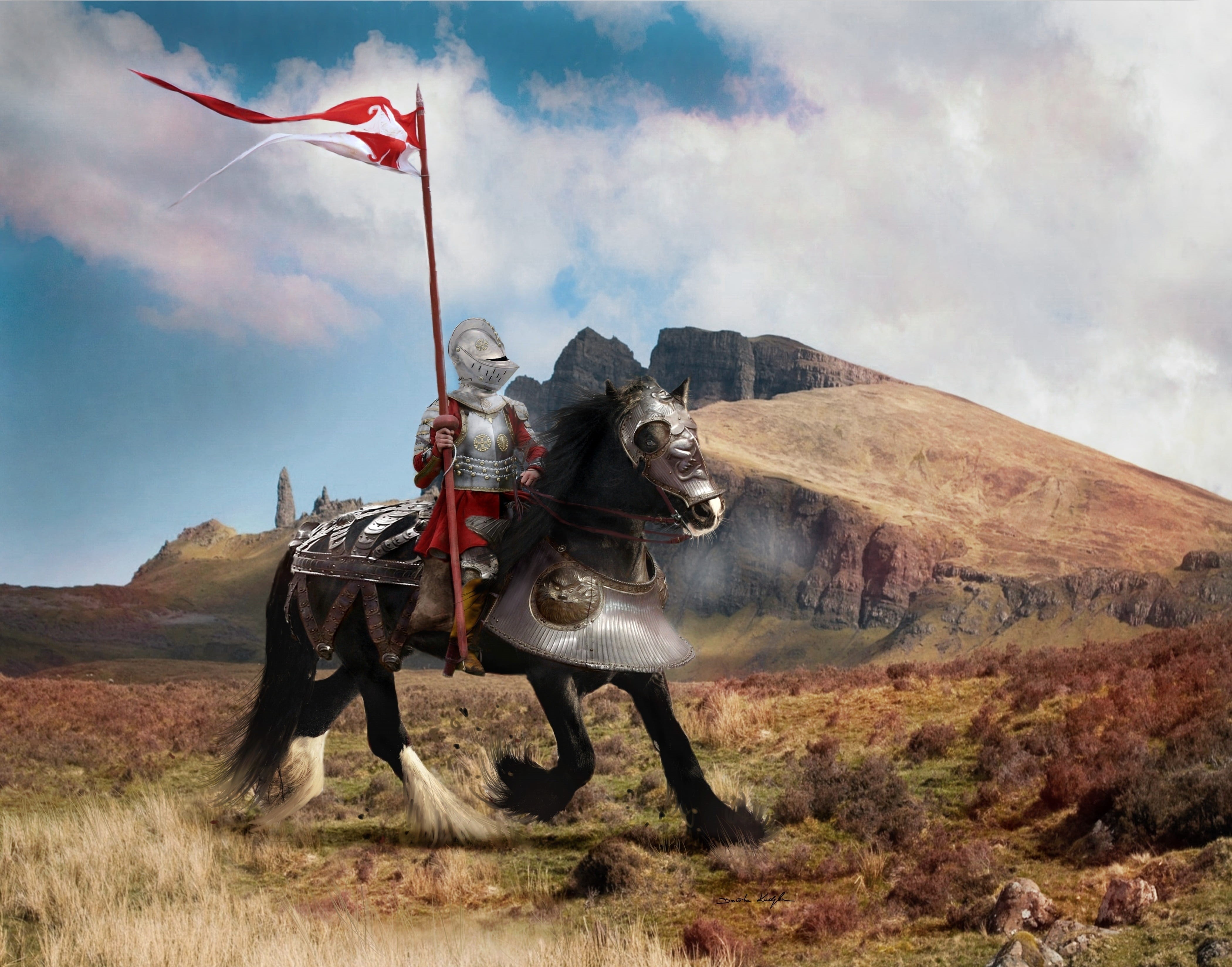 historic, no people, patriotism, field, battle, ancient, cloud - sky, history, riding, smoke - physical structure, flag, fantasy, environment, holding, HD Wallpaper